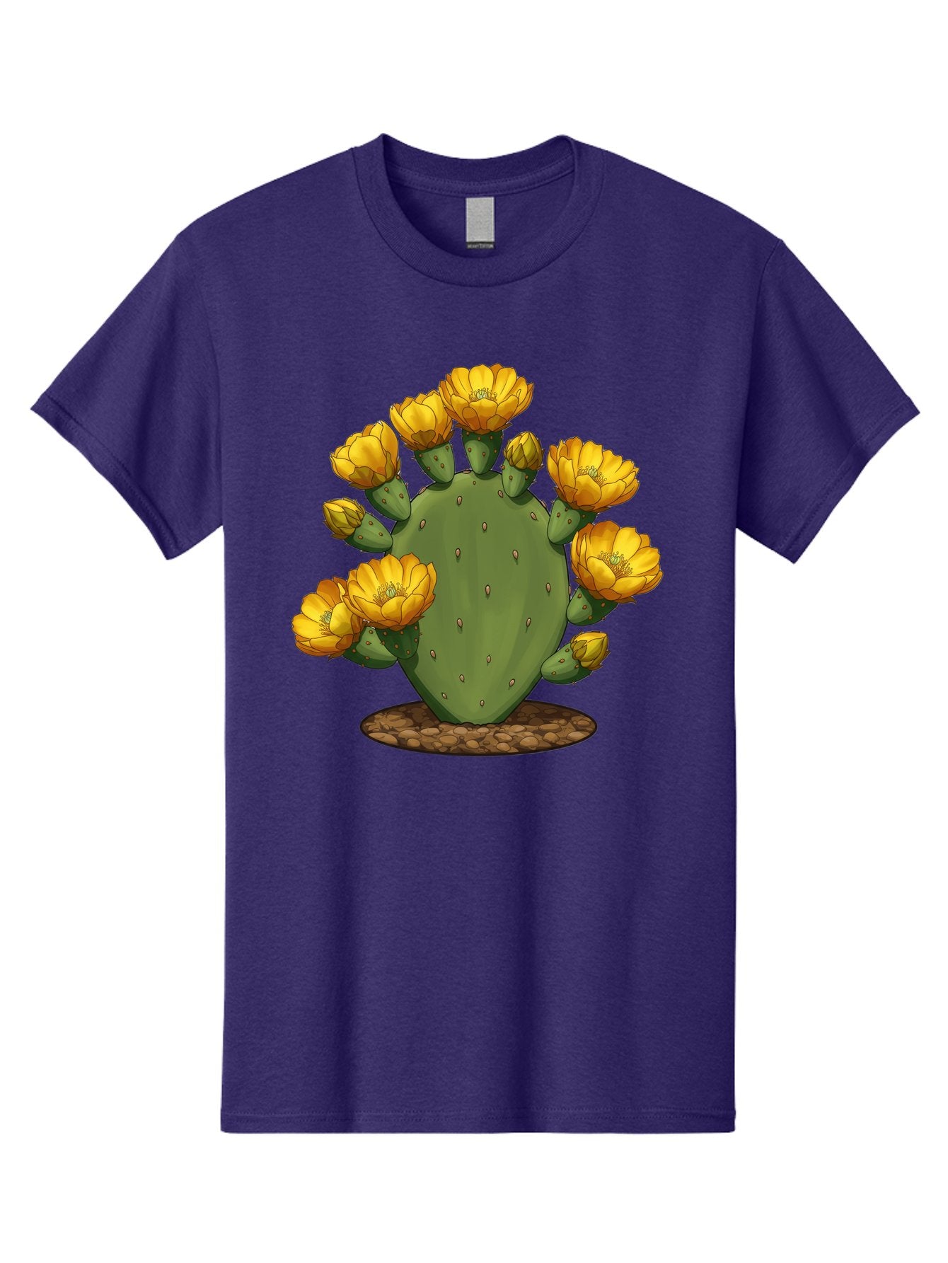 Prickly-Pear-Cactus Men'S Graphic Tee, 100% Cotton, Comfortable Casual Summer Wear, Machine Washable, Prickly Pear Cactus, Yellow Flowers, Desert Plant, Cactus Flowers, Vibrant Yellow, Succulent, Desert Garden, Floral Arrangement, Pears, Bad454 15