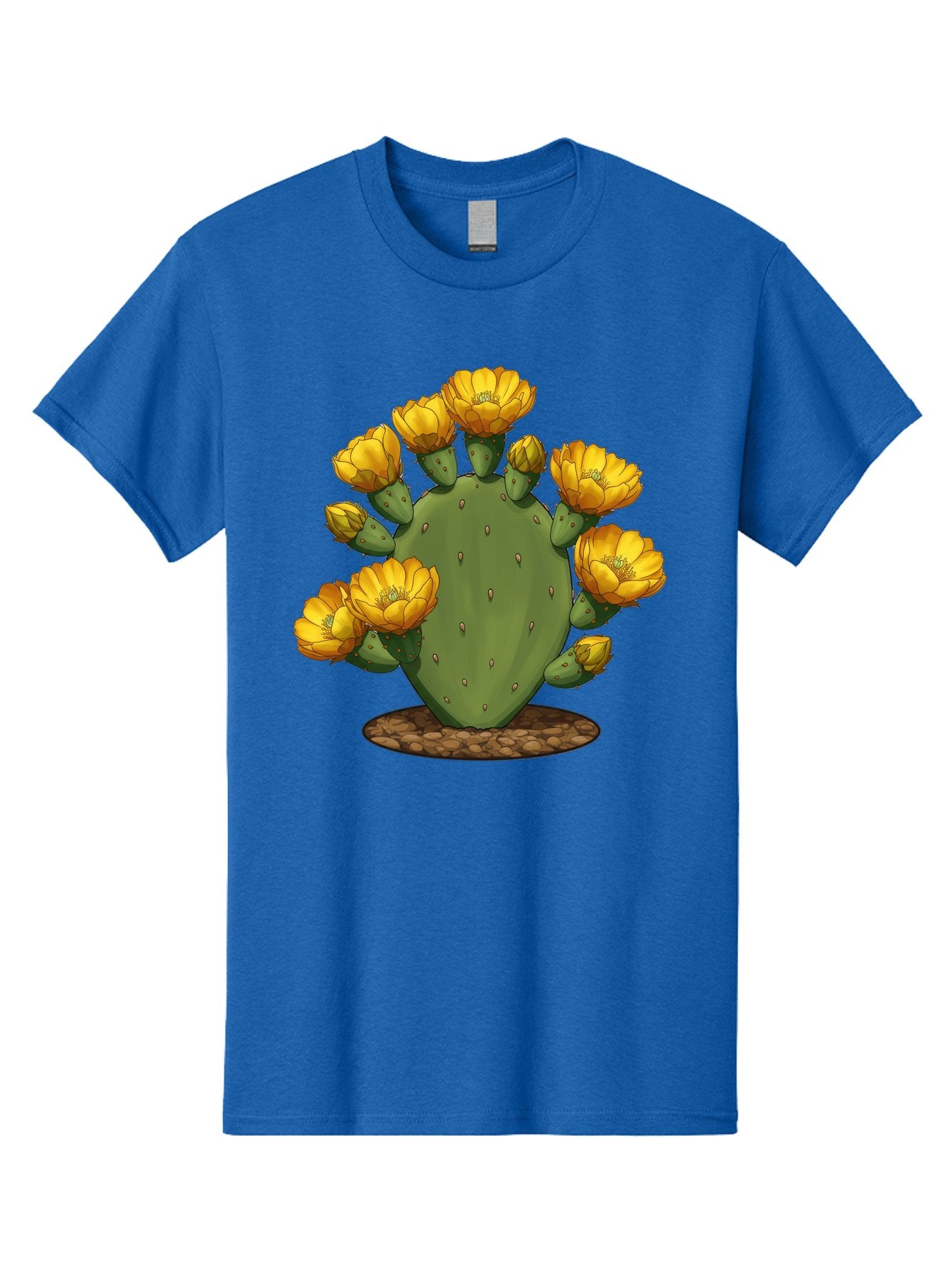 Prickly-Pear-Cactus Men'S Graphic Tee, 100% Cotton, Comfortable Casual Summer Wear, Machine Washable, Prickly Pear Cactus, Yellow Flowers, Desert Plant, Cactus Flowers, Vibrant Yellow, Succulent, Desert Garden, Floral Arrangement, Pears, Bad454 10