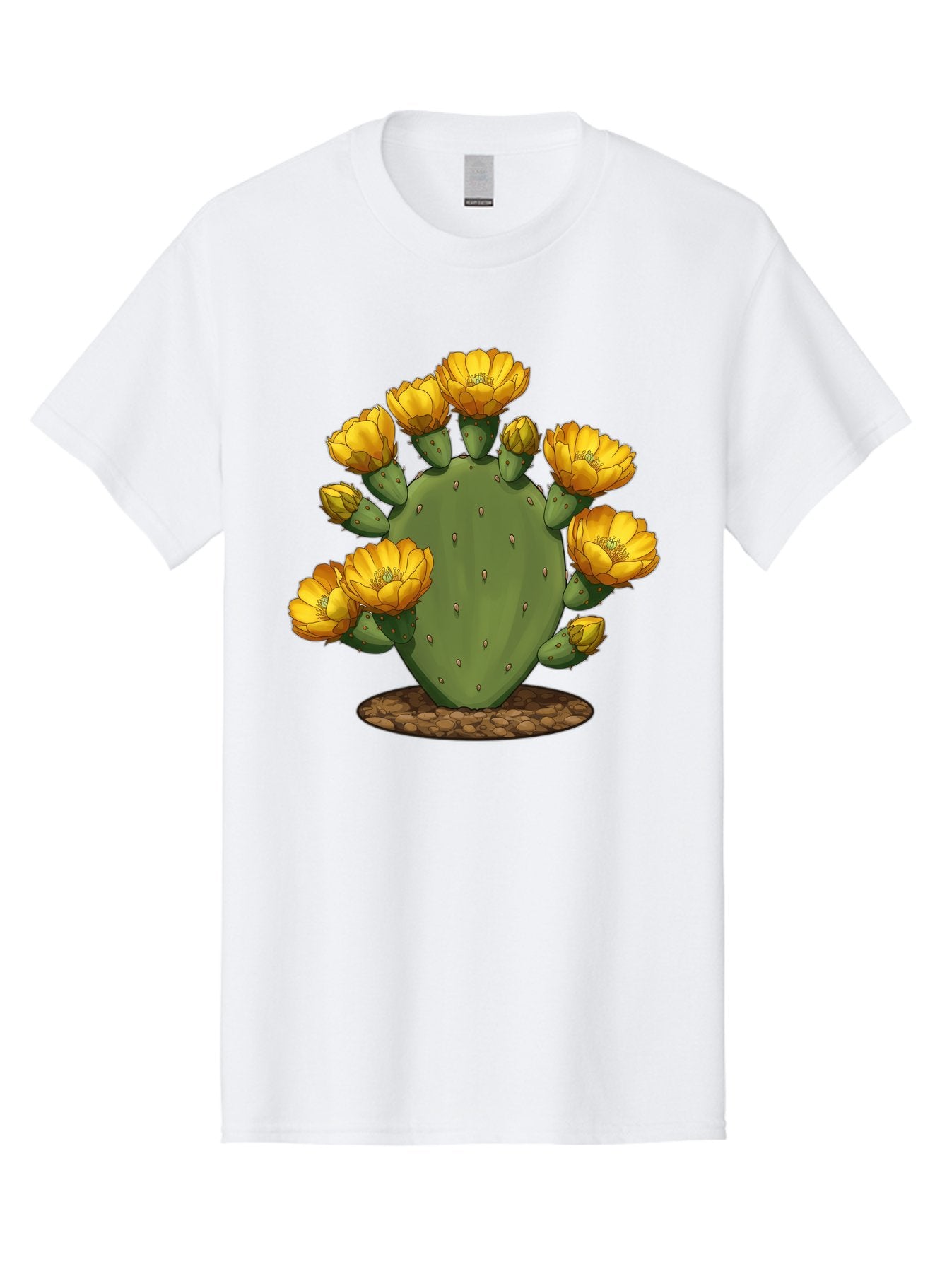Prickly-Pear-Cactus Men'S Graphic Tee, 100% Cotton, Comfortable Casual Summer Wear, Machine Washable, Prickly Pear Cactus, Yellow Flowers, Desert Plant, Cactus Flowers, Vibrant Yellow, Succulent, Desert Garden, Floral Arrangement, Pears, Bad454 6