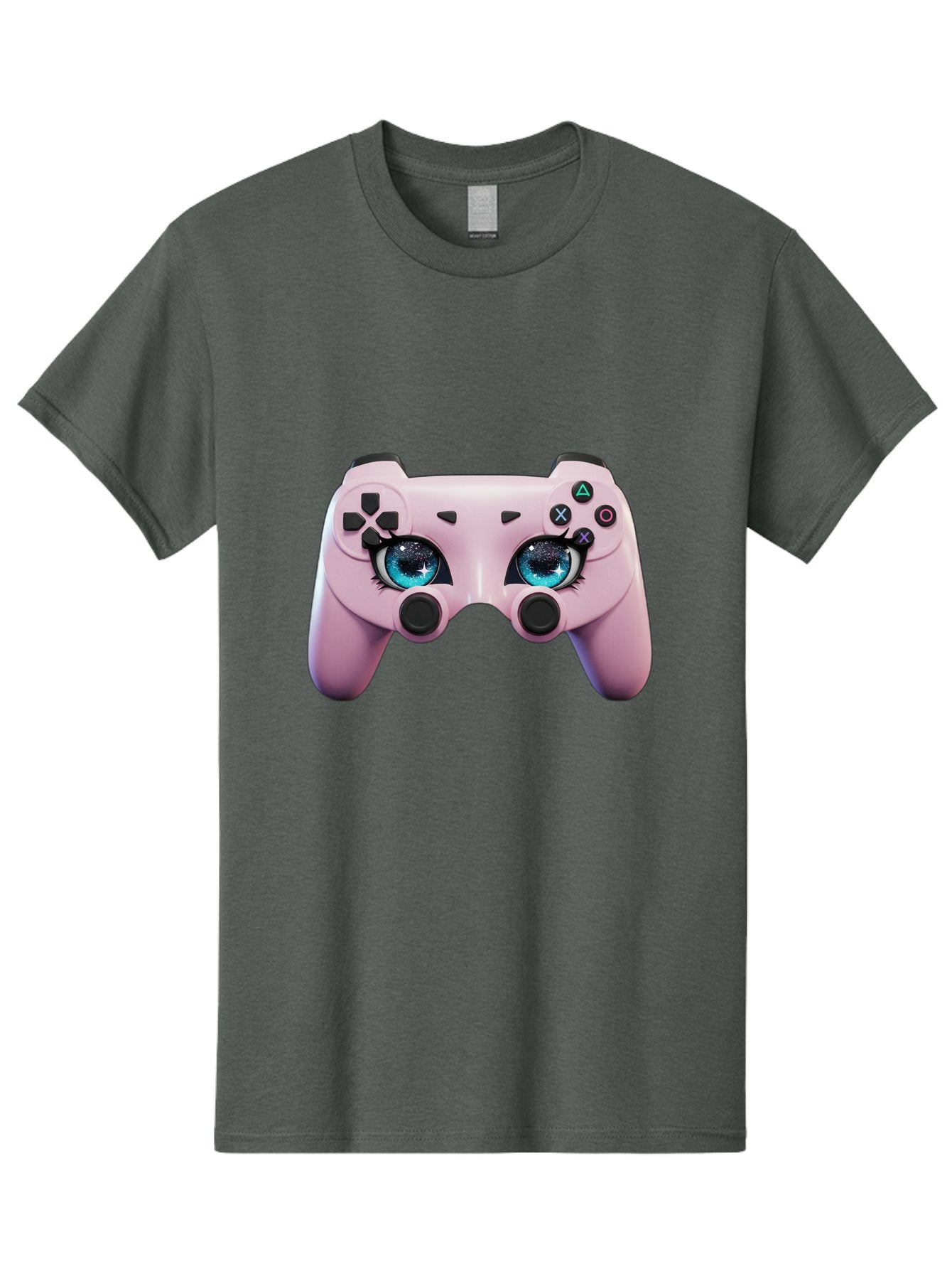 Ps4-Controller Men'S Graphic Tee, 100% Cotton, Comfortable Casual Summer Wear, Machine Washable, Pastel Pink Controller, Kawaii Gaming, Blue Eyes, Eyelashes, Ps4, Gaming, Kawaii Art, Pastel Colors, Cartoon Style, Video Game Bad455 13