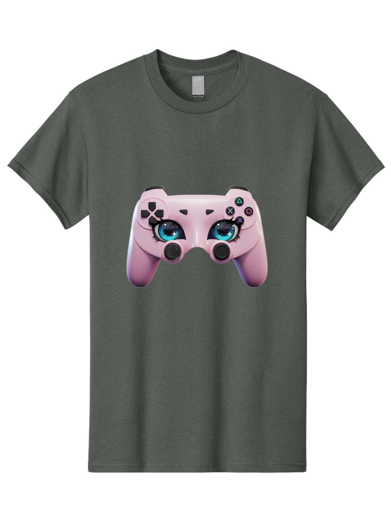 Ps4-Controller Men'S Graphic Tee, 100% Cotton, Comfortable Casual Summer Wear, Machine Washable, Pastel Pink Controller, Kawaii Gaming, Blue Eyes, Eyelashes, Ps4, Gaming, Kawaii Art, Pastel Colors, Cartoon Style, Video Game Bad455 15