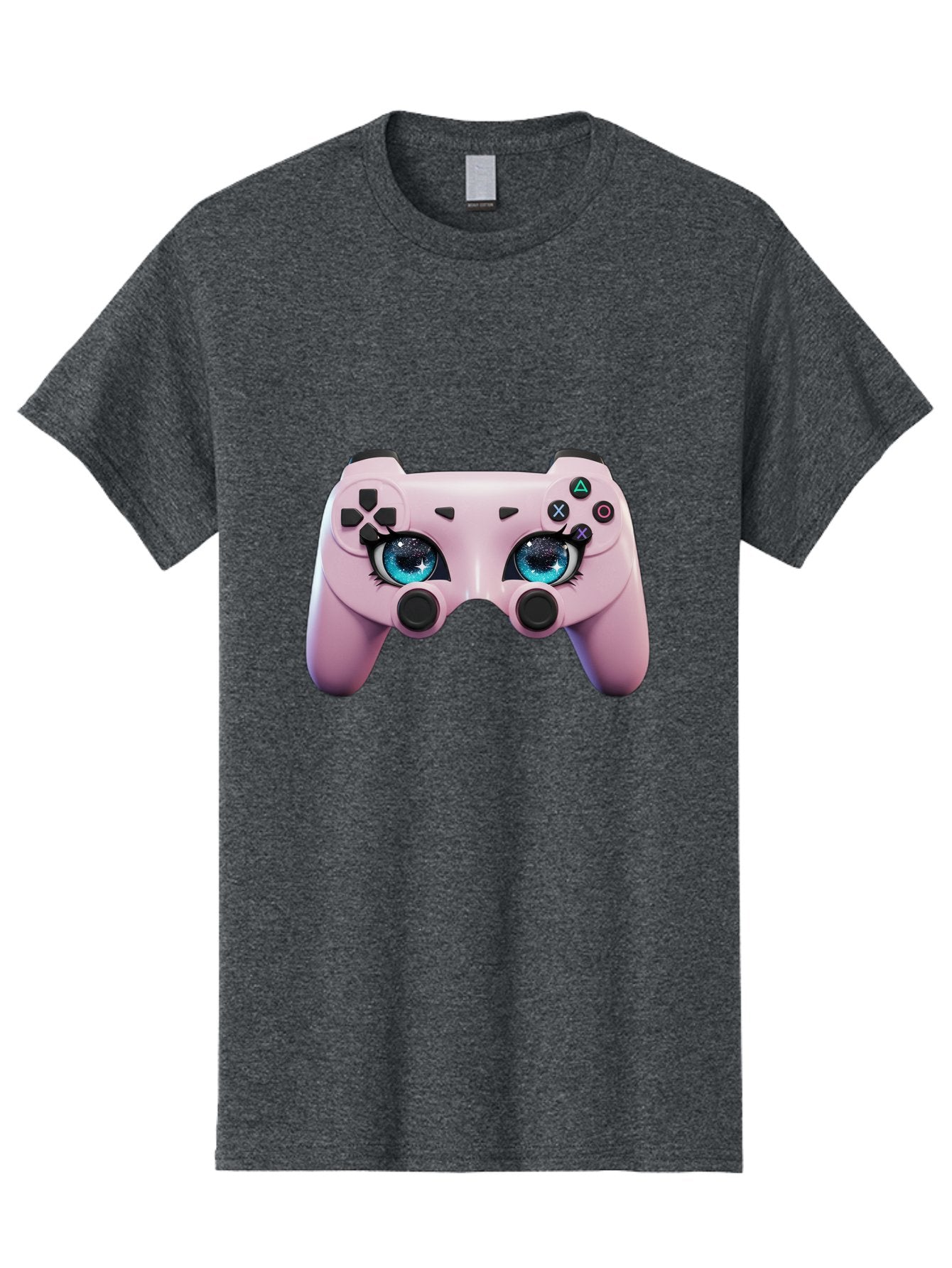Ps4-Controller Men'S Graphic Tee, 100% Cotton, Comfortable Casual Summer Wear, Machine Washable, Pastel Pink Controller, Kawaii Gaming, Blue Eyes, Eyelashes, Ps4, Gaming, Kawaii Art, Pastel Colors, Cartoon Style, Video Game Bad455 11