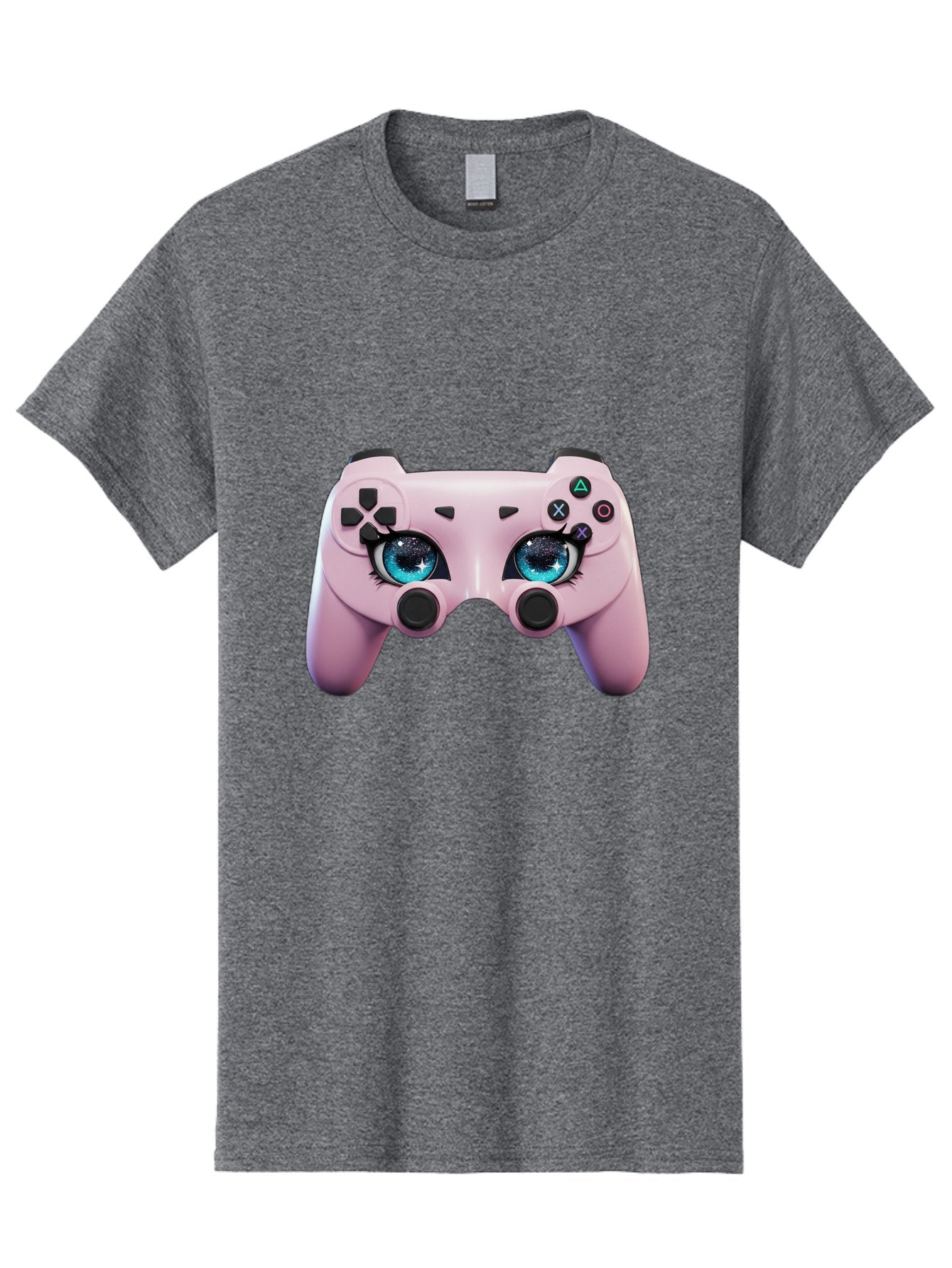Ps4-Controller Men'S Graphic Tee, 100% Cotton, Comfortable Casual Summer Wear, Machine Washable, Pastel Pink Controller, Kawaii Gaming, Blue Eyes, Eyelashes, Ps4, Gaming, Kawaii Art, Pastel Colors, Cartoon Style, Video Game Bad455 14