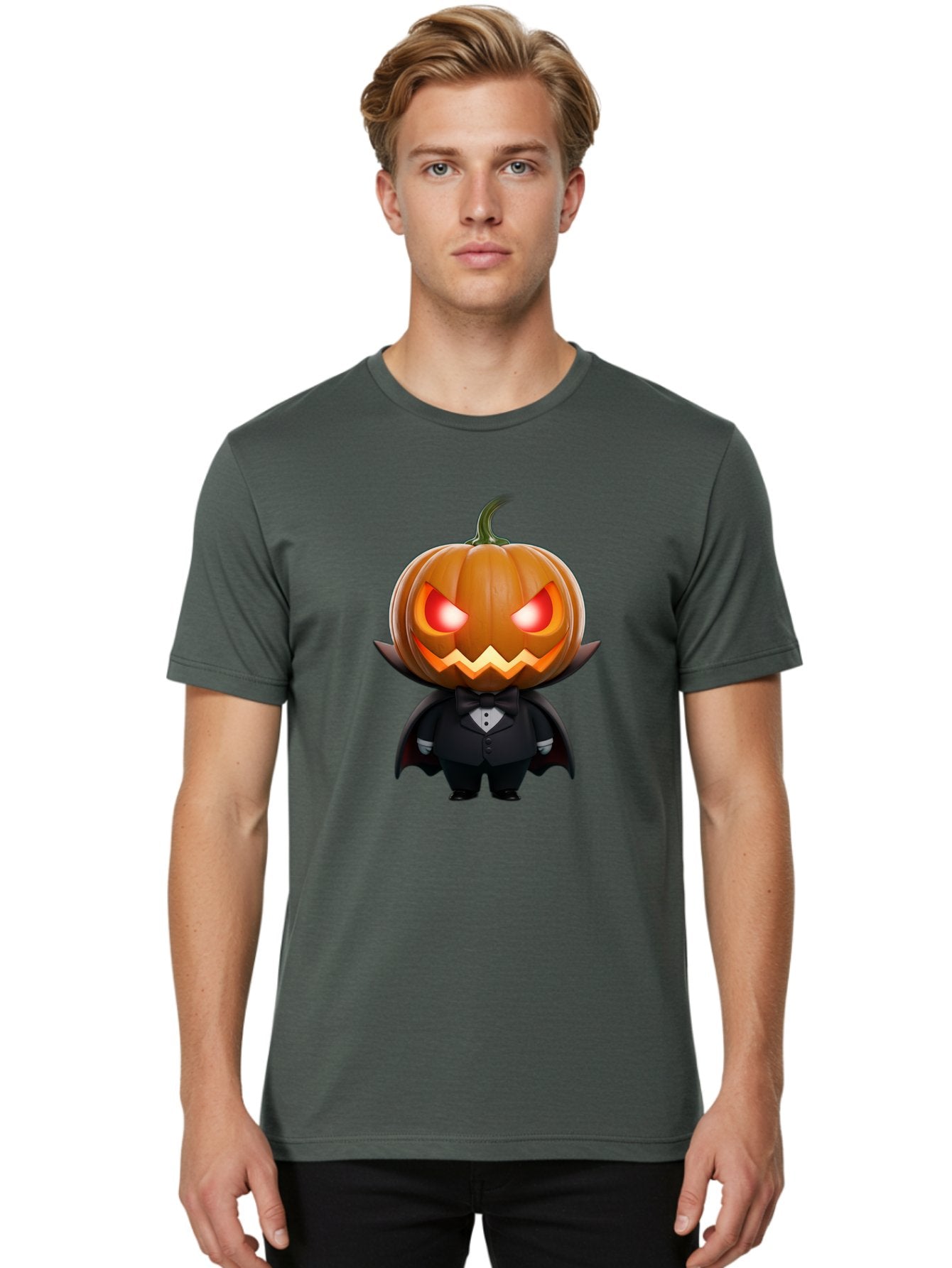 Pumpkinhead-Vampire Men'S Graphic Tee, 100% Cotton, Comfortable Casual Summer Wear, Machine Washable, Jack-O-Lantern, Vampire, Halloween, Pumpkin, Cartoon Character, Tuxedo, Horror Theme, Spooky, Funny, Costume Bad457 26