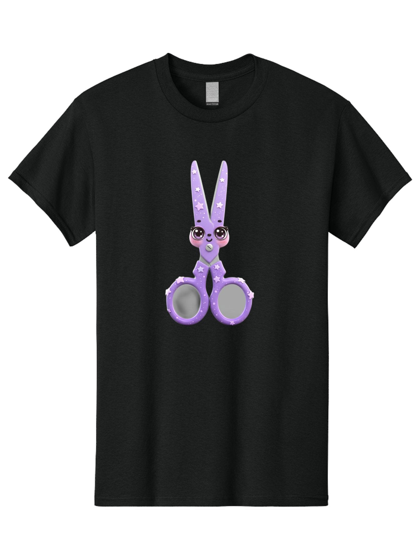 Purple-Bunny-Scissors Men'S Graphic Tee, 100% Cotton, Comfortable Casual Summer Wear, Machine Washable, Cute Cartoon Bunny, Purple Scissors, Star Pattern, Children'S Craft Tool, Art Supplies, Nursery Decor, Fun Design, Bad462 14
