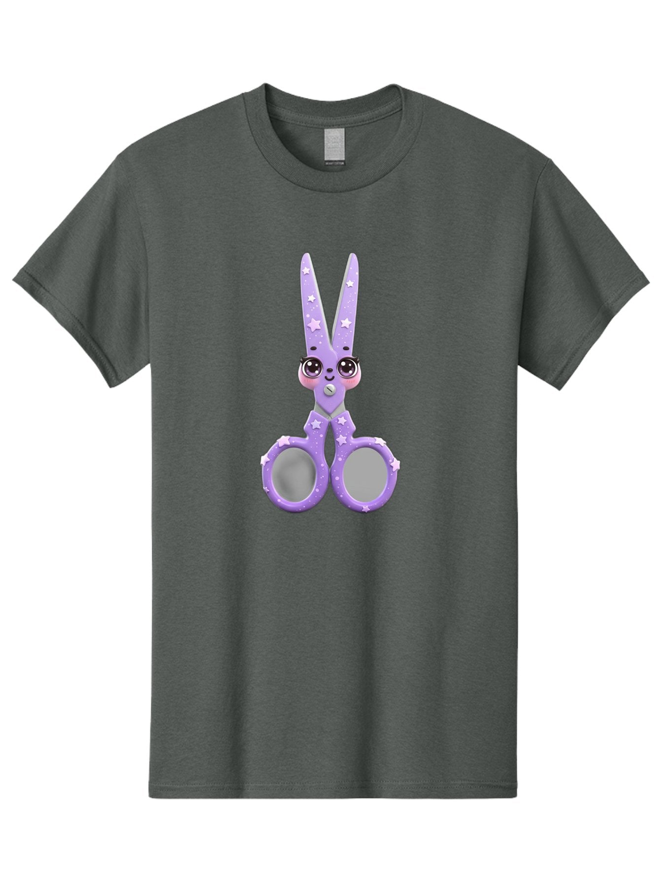 Purple-Bunny-Scissors Men'S Graphic Tee, 100% Cotton, Comfortable Casual Summer Wear, Machine Washable, Cute Cartoon Bunny, Purple Scissors, Star Pattern, Children'S Craft Tool, Art Supplies, Nursery Decor, Fun Design, Bad462 7