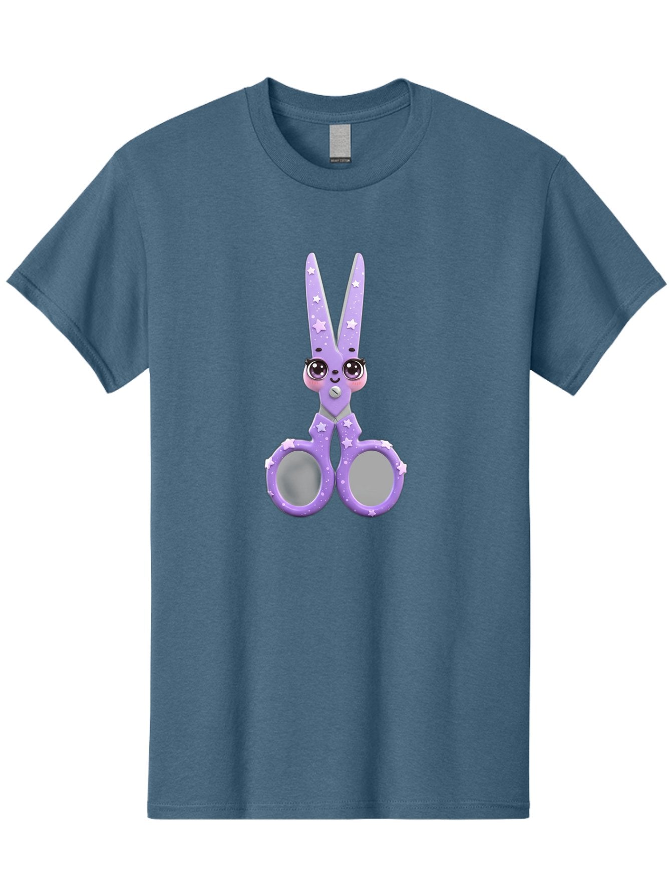 Purple-Bunny-Scissors Men'S Graphic Tee, 100% Cotton, Comfortable Casual Summer Wear, Machine Washable, Cute Cartoon Bunny, Purple Scissors, Star Pattern, Children'S Craft Tool, Art Supplies, Nursery Decor, Fun Design, Bad462 8