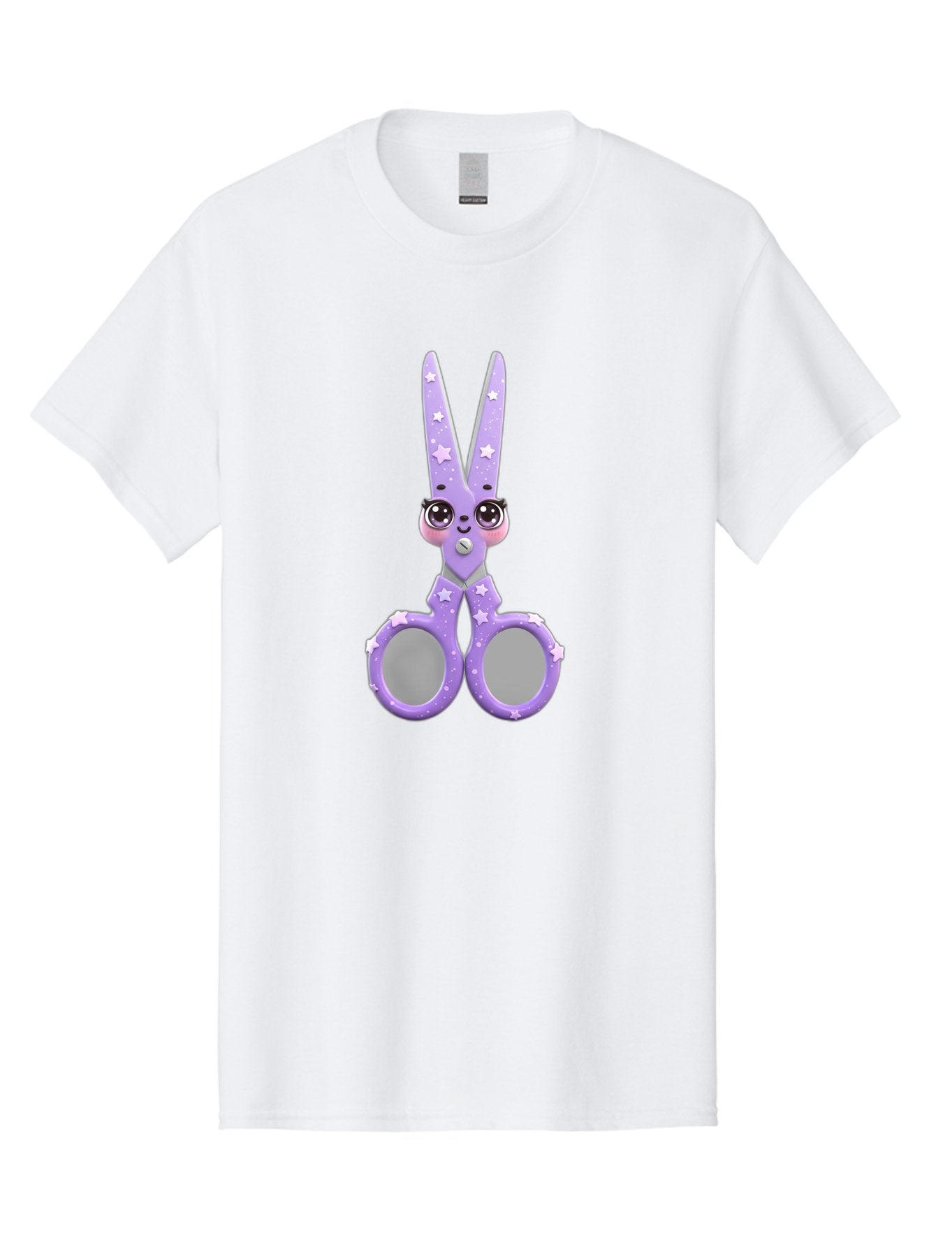 Purple-Bunny-Scissors Men'S Graphic Tee, 100% Cotton, Comfortable Casual Summer Wear, Machine Washable, Cute Cartoon Bunny, Purple Scissors, Star Pattern, Children'S Craft Tool, Art Supplies, Nursery Decor, Fun Design, Bad462 10
