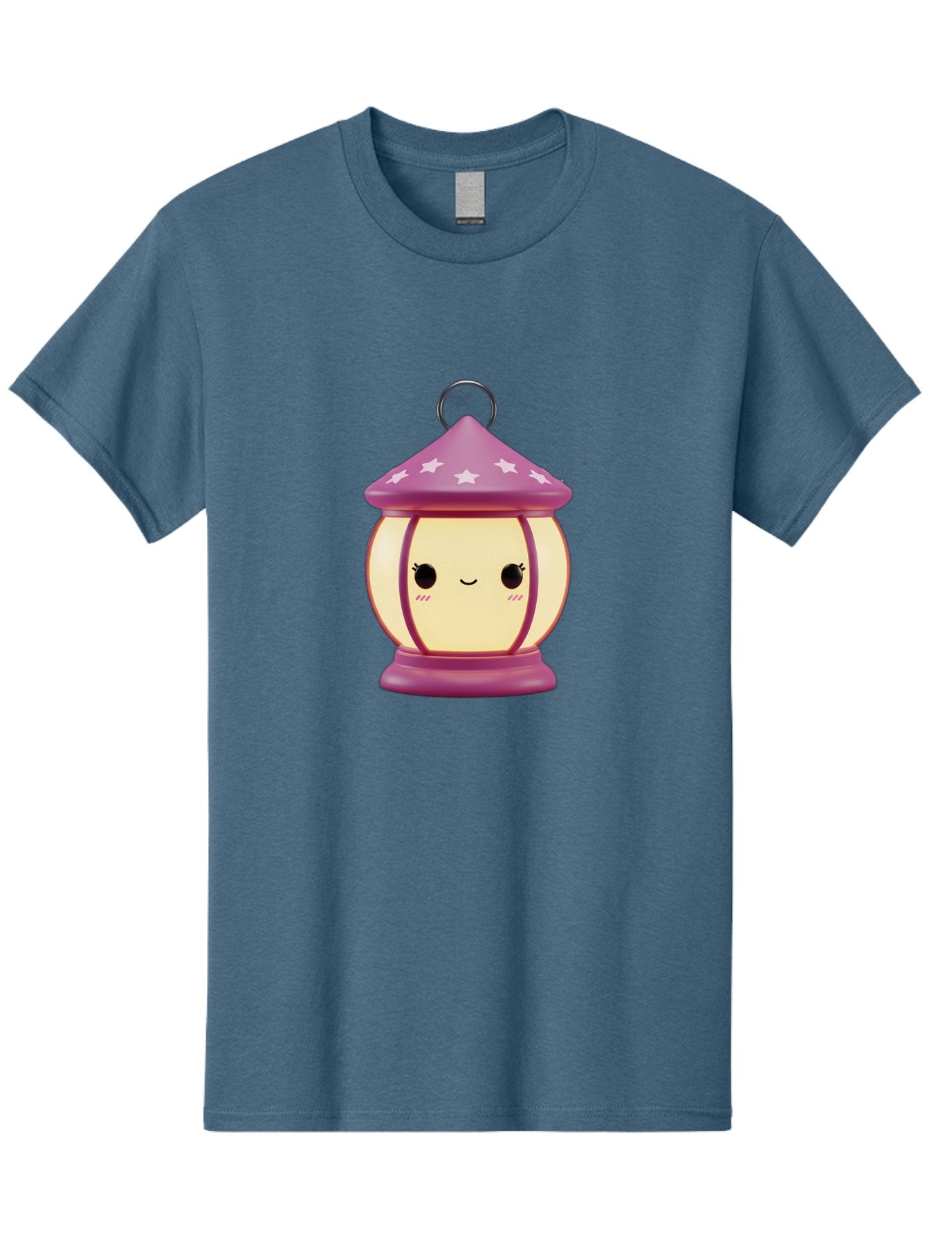 Purple-Lantern Men'S Graphic Tee, 100% Cotton, Comfortable Casual Summer Wear, Machine Washable, Cartoon Lantern, Purple Lantern, White Stars, Smiling Face, Kawaii Design, Cute Decor, Soft Lighting, Decorative Lamp, Whimsical Charm, Bad464 13