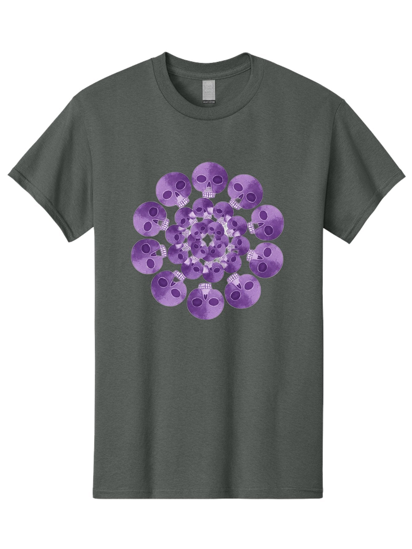 Purple-Skulls Men'S Graphic Tee, 100% Cotton, Comfortable Casual Summer Wear, Machine Washable, Cluster Of Purple Skulls, Skull Illustration, Gothic Art, Skull Design, Purple And White Colors, Skull Pattern, Dark Aesthetic, Grunge Style Bad466 6