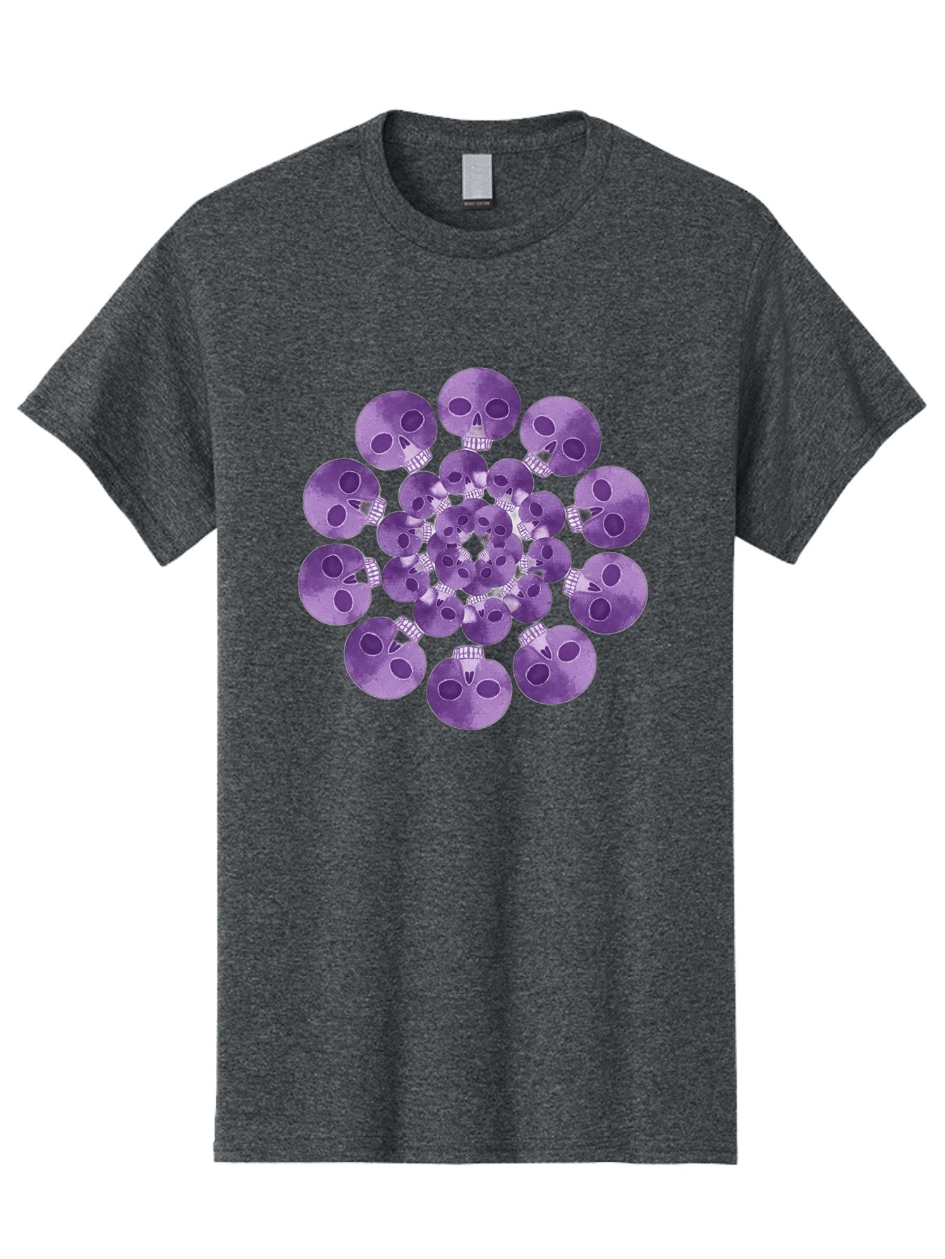 Purple-Skulls Men'S Graphic Tee, 100% Cotton, Comfortable Casual Summer Wear, Machine Washable, Cluster Of Purple Skulls, Skull Illustration, Gothic Art, Skull Design, Purple And White Colors, Skull Pattern, Dark Aesthetic, Grunge Style Bad466 13