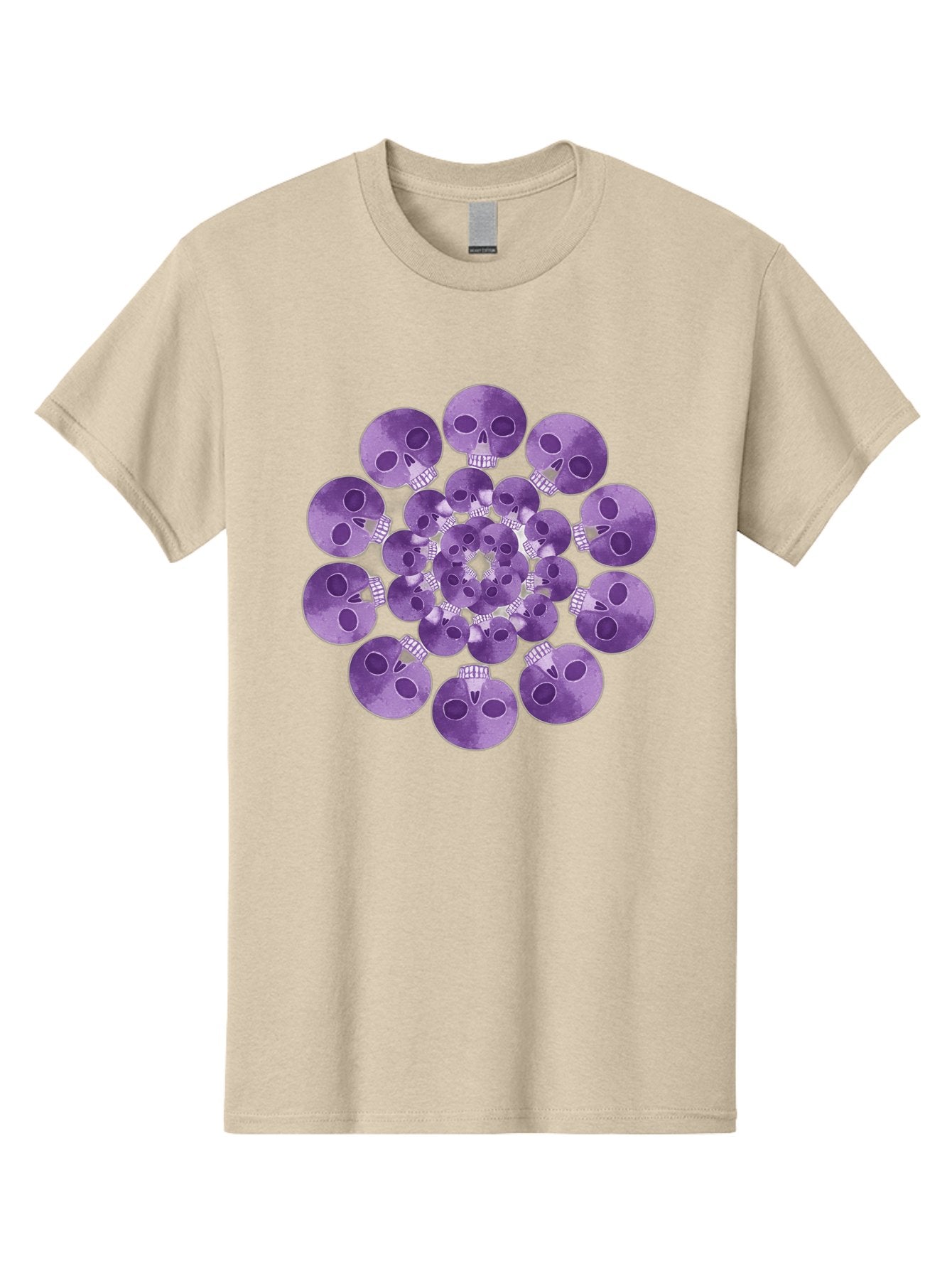 Purple-Skulls Men'S Graphic Tee, 100% Cotton, Comfortable Casual Summer Wear, Machine Washable, Cluster Of Purple Skulls, Skull Illustration, Gothic Art, Skull Design, Purple And White Colors, Skull Pattern, Dark Aesthetic, Grunge Style Bad466 5