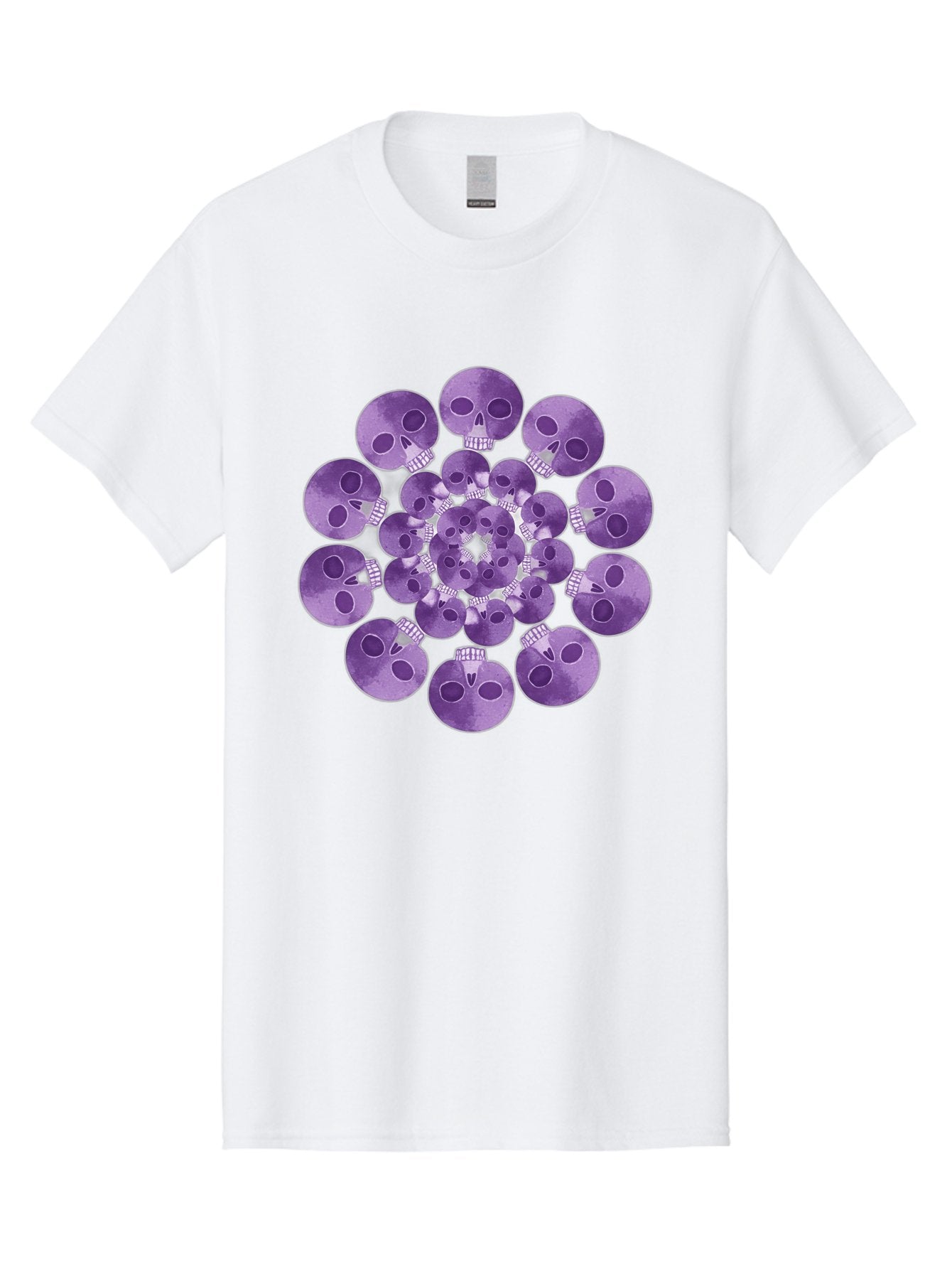 Purple-Skulls Men'S Graphic Tee, 100% Cotton, Comfortable Casual Summer Wear, Machine Washable, Cluster Of Purple Skulls, Skull Illustration, Gothic Art, Skull Design, Purple And White Colors, Skull Pattern, Dark Aesthetic, Grunge Style Bad466 14