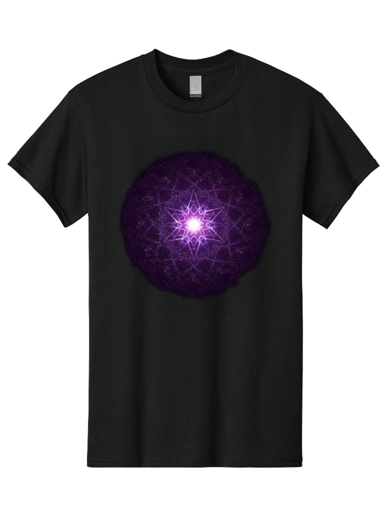 Purple-Star Men'S Graphic Tee, 100% Cotton, Comfortable Casual Summer Wear, Machine Washable, Sacred Geometry, Purple Star, Mystical Symbol, Spiritual Pattern, Geometric Shape, Celestial Body, Starburst, Mandala, Abstract Art, Cosmic Energy Bad467 5