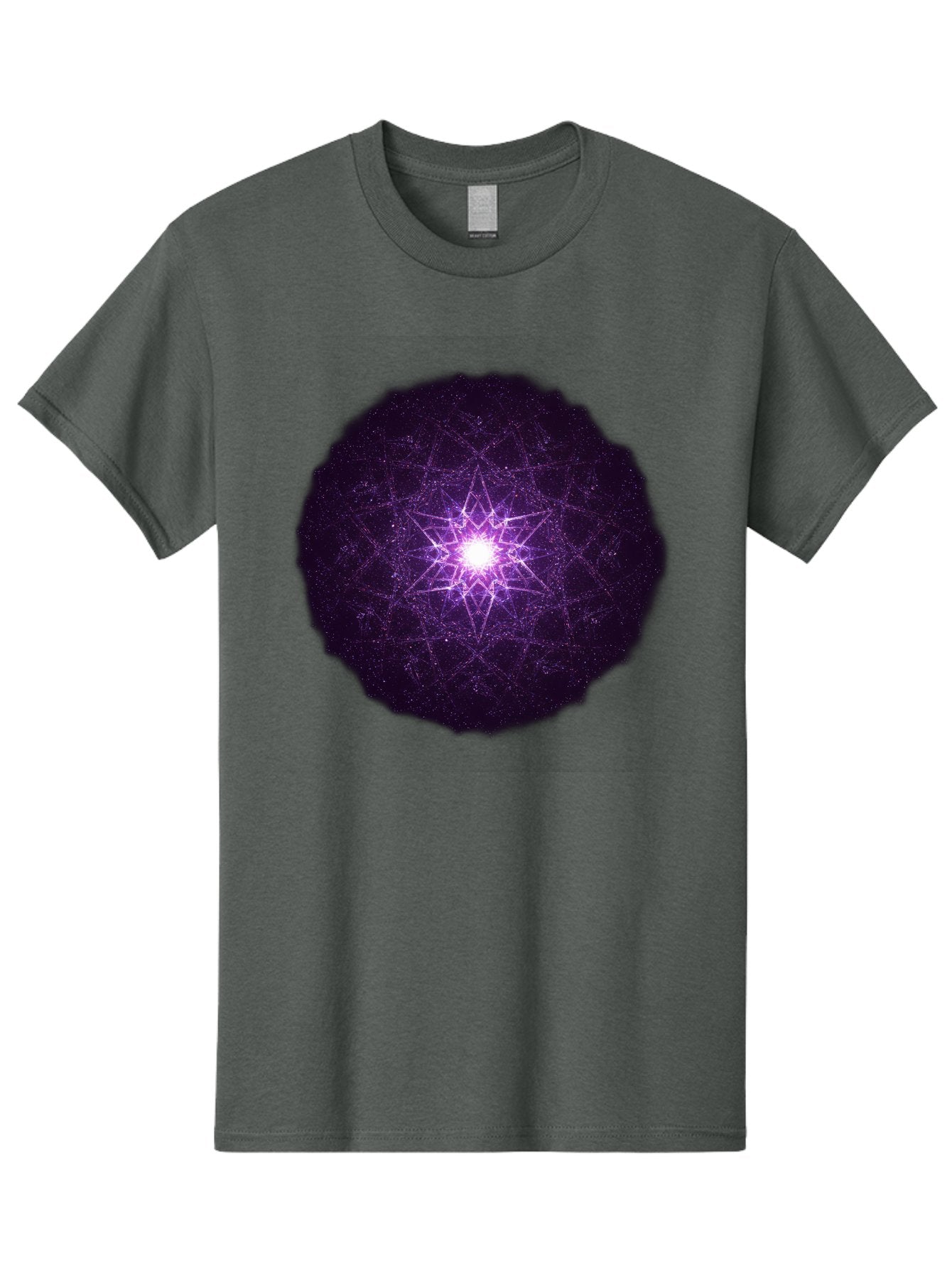 Purple-Star Men'S Graphic Tee, 100% Cotton, Comfortable Casual Summer Wear, Machine Washable, Sacred Geometry, Purple Star, Mystical Symbol, Spiritual Pattern, Geometric Shape, Celestial Body, Starburst, Mandala, Abstract Art, Cosmic Energy Bad467 3
