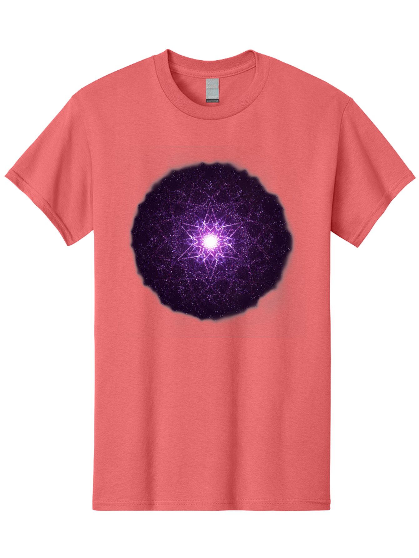 Purple-Star Men'S Graphic Tee, 100% Cotton, Comfortable Casual Summer Wear, Machine Washable, Sacred Geometry, Purple Star, Mystical Symbol, Spiritual Pattern, Geometric Shape, Celestial Body, Starburst, Mandala, Abstract Art, Cosmic Energy Bad467 3