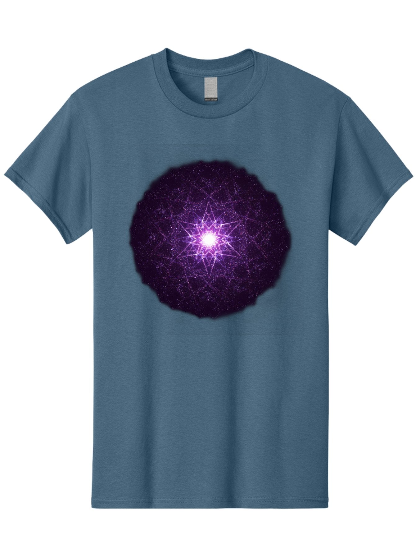 Purple-Star Men'S Graphic Tee, 100% Cotton, Comfortable Casual Summer Wear, Machine Washable, Sacred Geometry, Purple Star, Mystical Symbol, Spiritual Pattern, Geometric Shape, Celestial Body, Starburst, Mandala, Abstract Art, Cosmic Energy Bad467