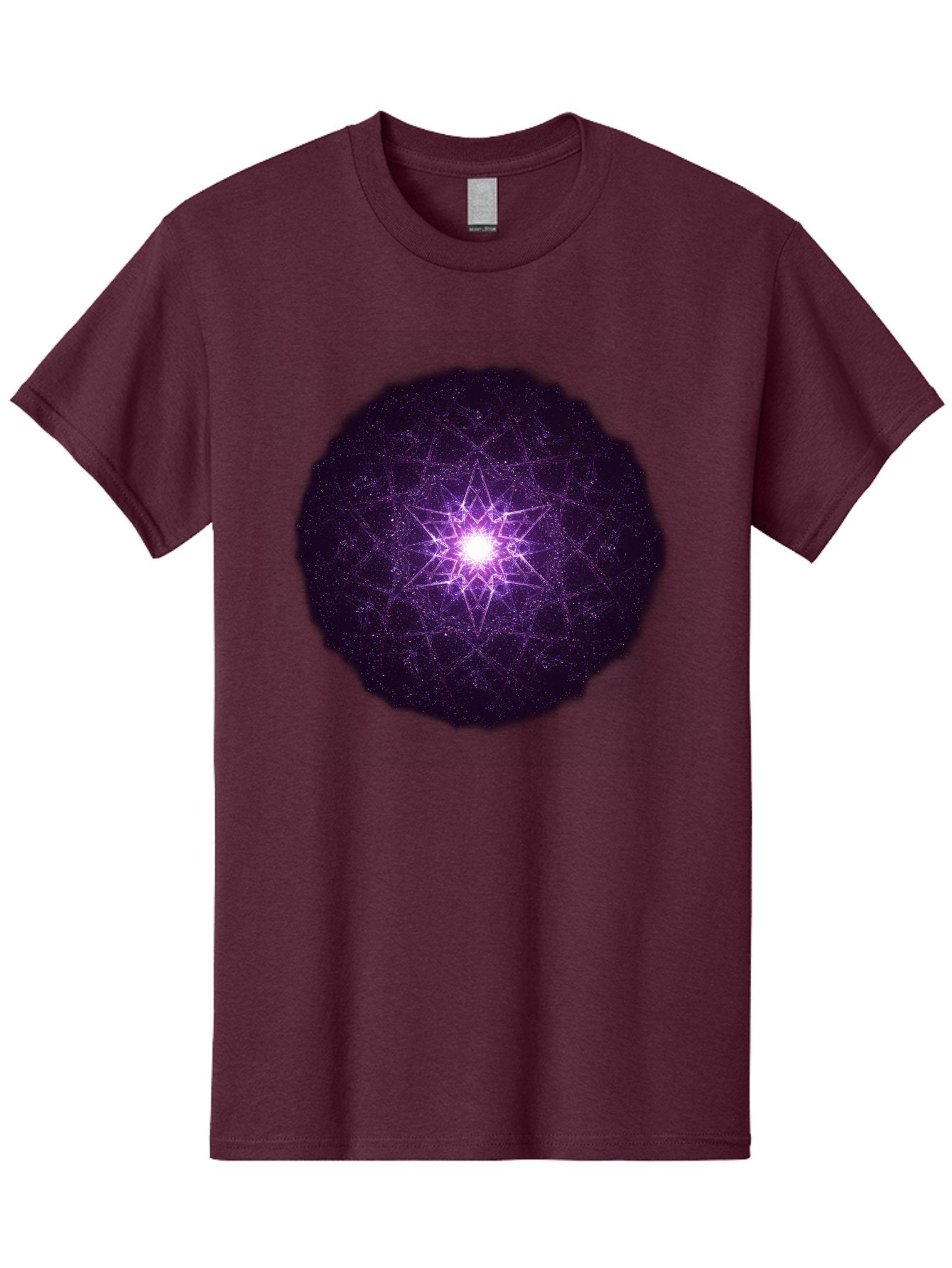 Purple-Star Men'S Graphic Tee, 100% Cotton, Comfortable Casual Summer Wear, Machine Washable, Sacred Geometry, Purple Star, Mystical Symbol, Spiritual Pattern, Geometric Shape, Celestial Body, Starburst, Mandala, Abstract Art, Cosmic Energy Bad467 4