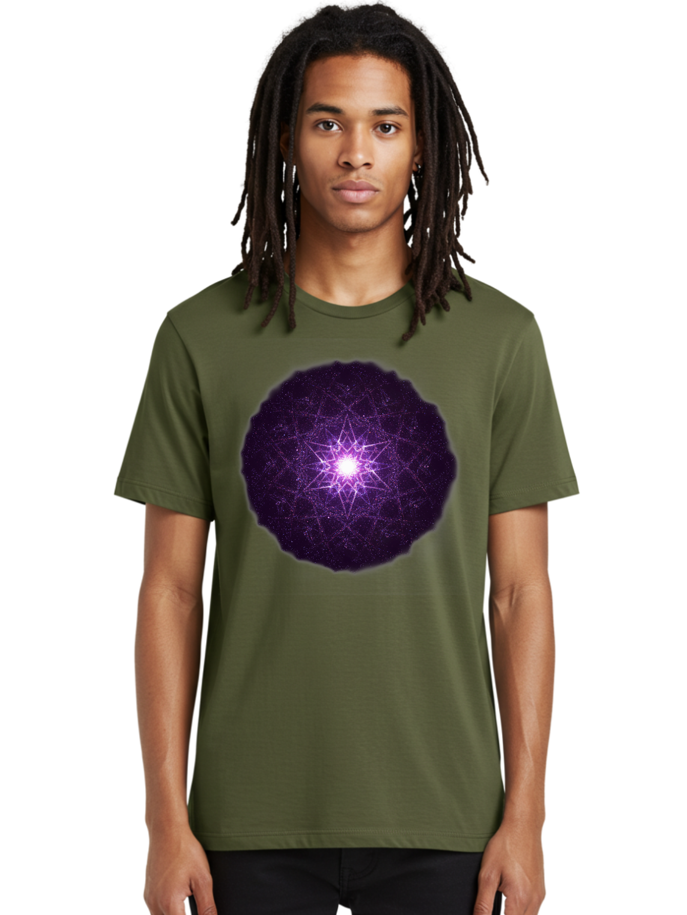 Purple-Star Men'S Graphic Tee, 100% Cotton, Comfortable Casual Summer Wear, Machine Washable, Sacred Geometry, Purple Star, Mystical Symbol, Spiritual Pattern, Geometric Shape, Celestial Body, Starburst, Mandala, Abstract Art, Cosmic Energy Bad467 20
