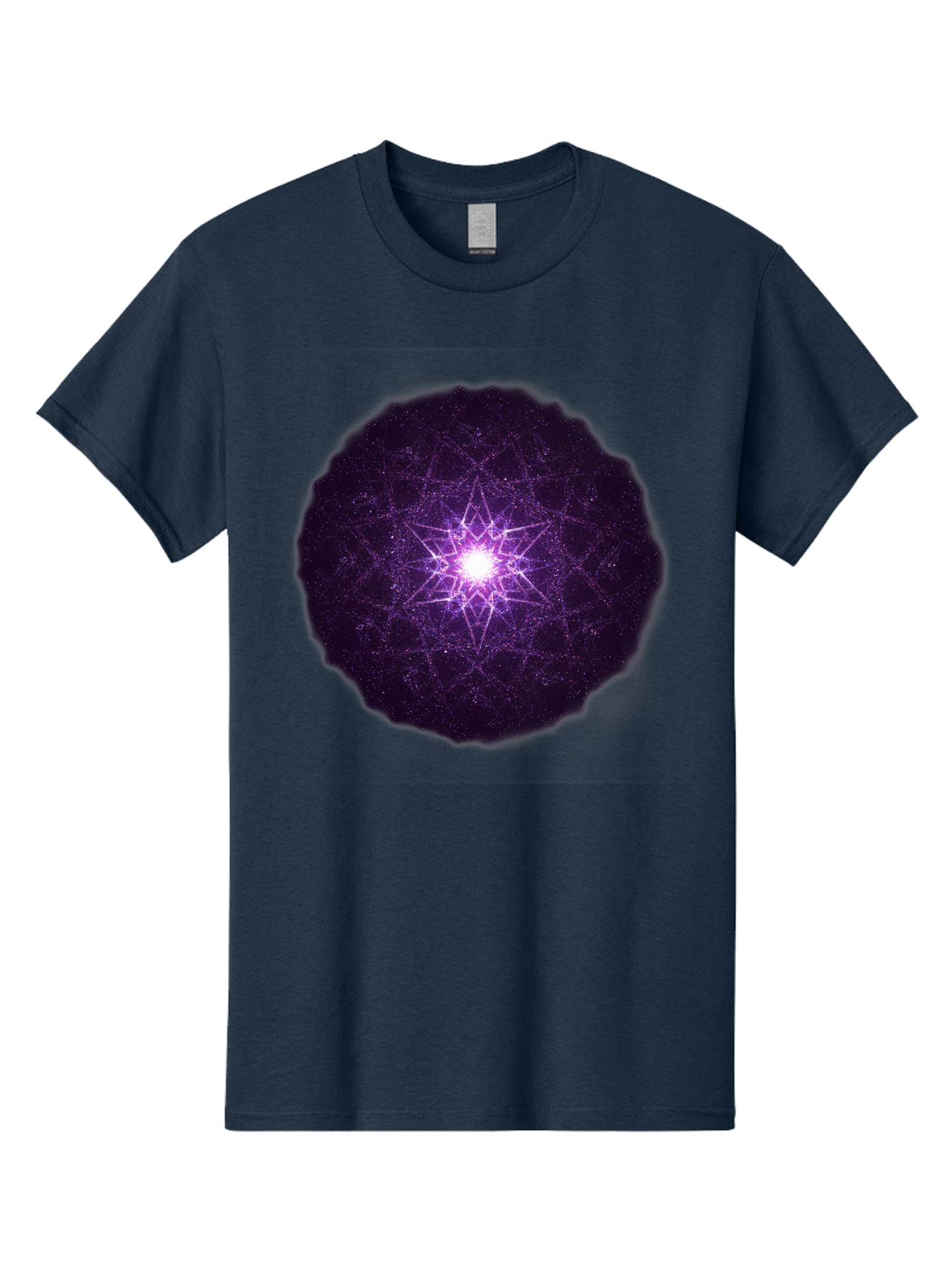 Purple-Star Men'S Graphic Tee, 100% Cotton, Comfortable Casual Summer Wear, Machine Washable, Sacred Geometry, Purple Star, Mystical Symbol, Spiritual Pattern, Geometric Shape, Celestial Body, Starburst, Mandala, Abstract Art, Cosmic Energy Bad467 6