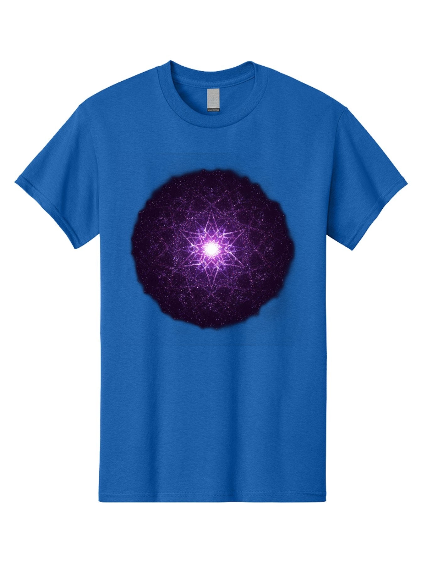 Purple-Star Men'S Graphic Tee, 100% Cotton, Comfortable Casual Summer Wear, Machine Washable, Sacred Geometry, Purple Star, Mystical Symbol, Spiritual Pattern, Geometric Shape, Celestial Body, Starburst, Mandala, Abstract Art, Cosmic Energy Bad467 10