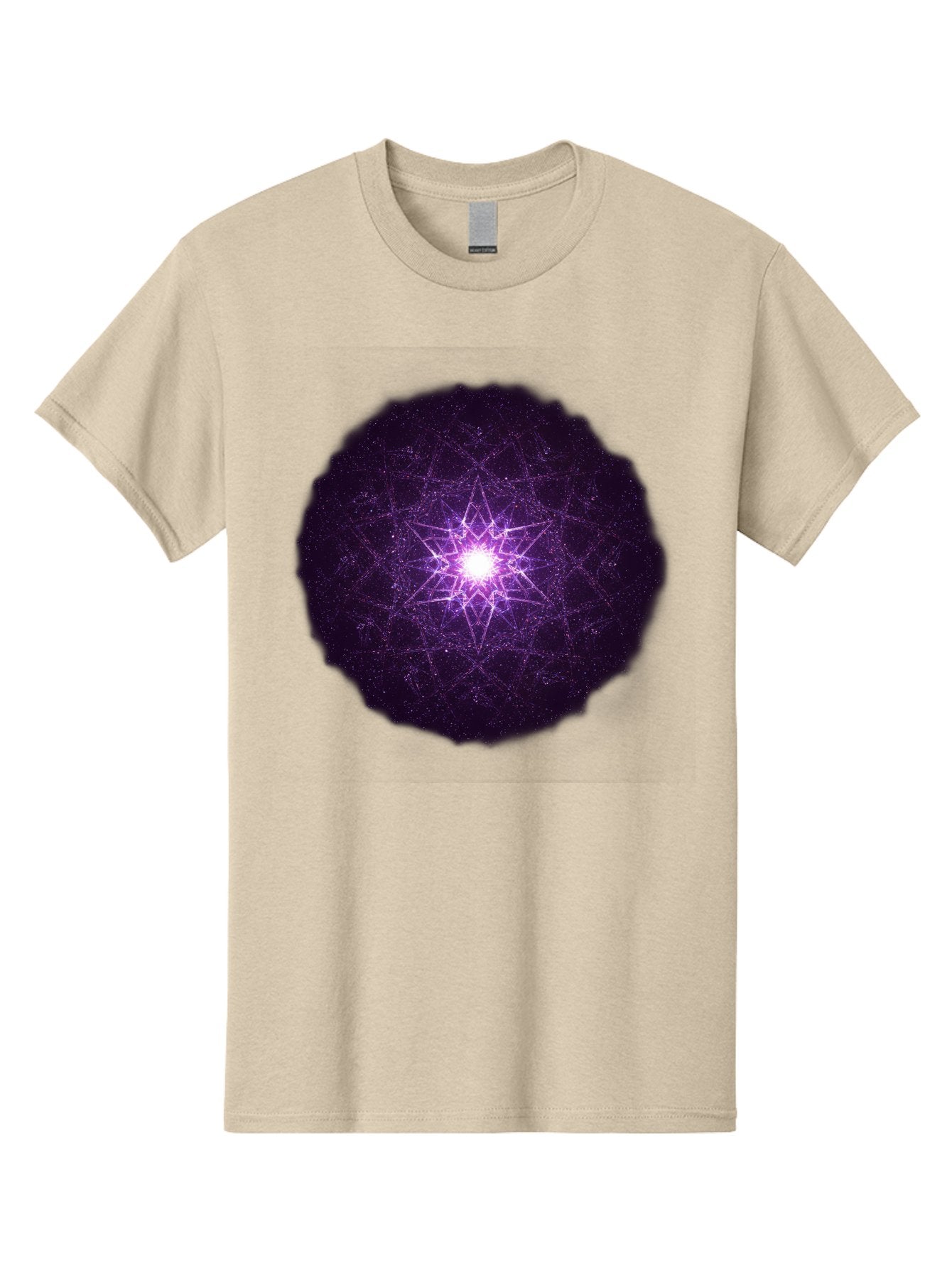 Purple-Star Men'S Graphic Tee, 100% Cotton, Comfortable Casual Summer Wear, Machine Washable, Sacred Geometry, Purple Star, Mystical Symbol, Spiritual Pattern, Geometric Shape, Celestial Body, Starburst, Mandala, Abstract Art, Cosmic Energy Bad467 6