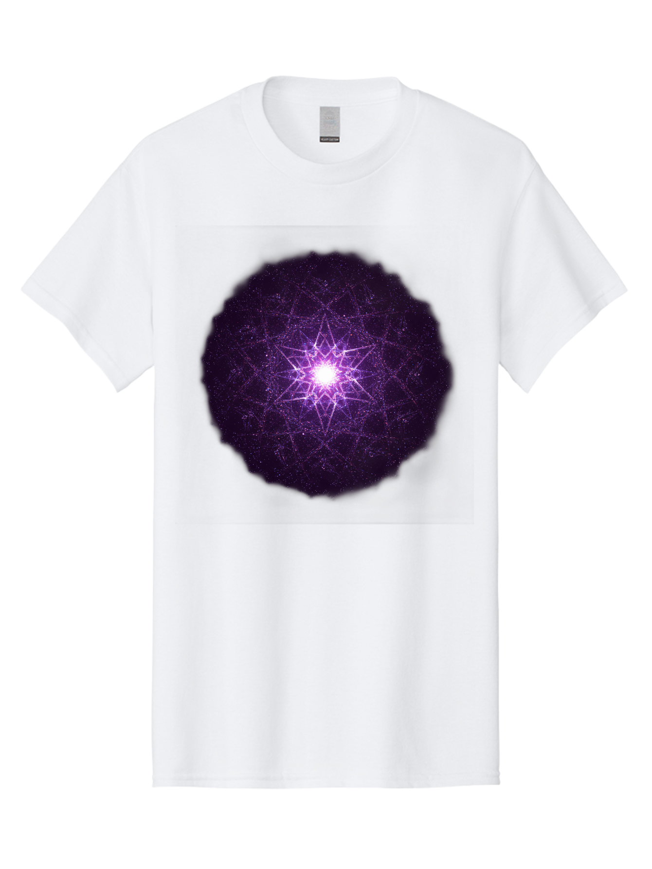 Purple-Star Men'S Graphic Tee, 100% Cotton, Comfortable Casual Summer Wear, Machine Washable, Sacred Geometry, Purple Star, Mystical Symbol, Spiritual Pattern, Geometric Shape, Celestial Body, Starburst, Mandala, Abstract Art, Cosmic Energy Bad467 4