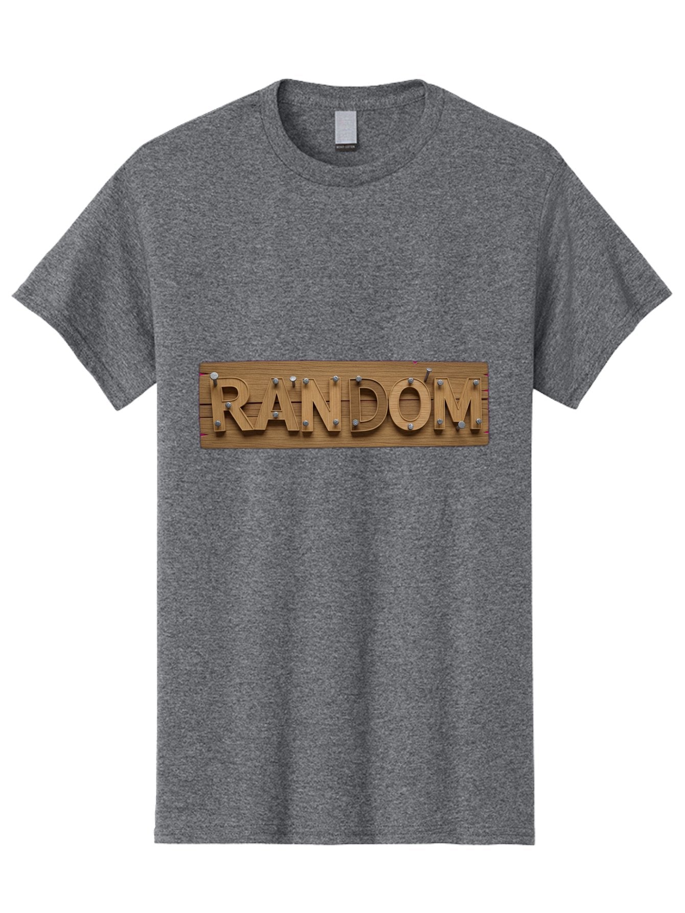 Random Men'S Graphic Tee, 100% Cotton, Comfortable Casual Summer Wear, Machine Washable, Wooden Sign, 3D Text, Random Word, Abstract Concept, Creative Design, Modern Art, Unusual Typography, Wooden Texture, Metal Bolts Bad470 8