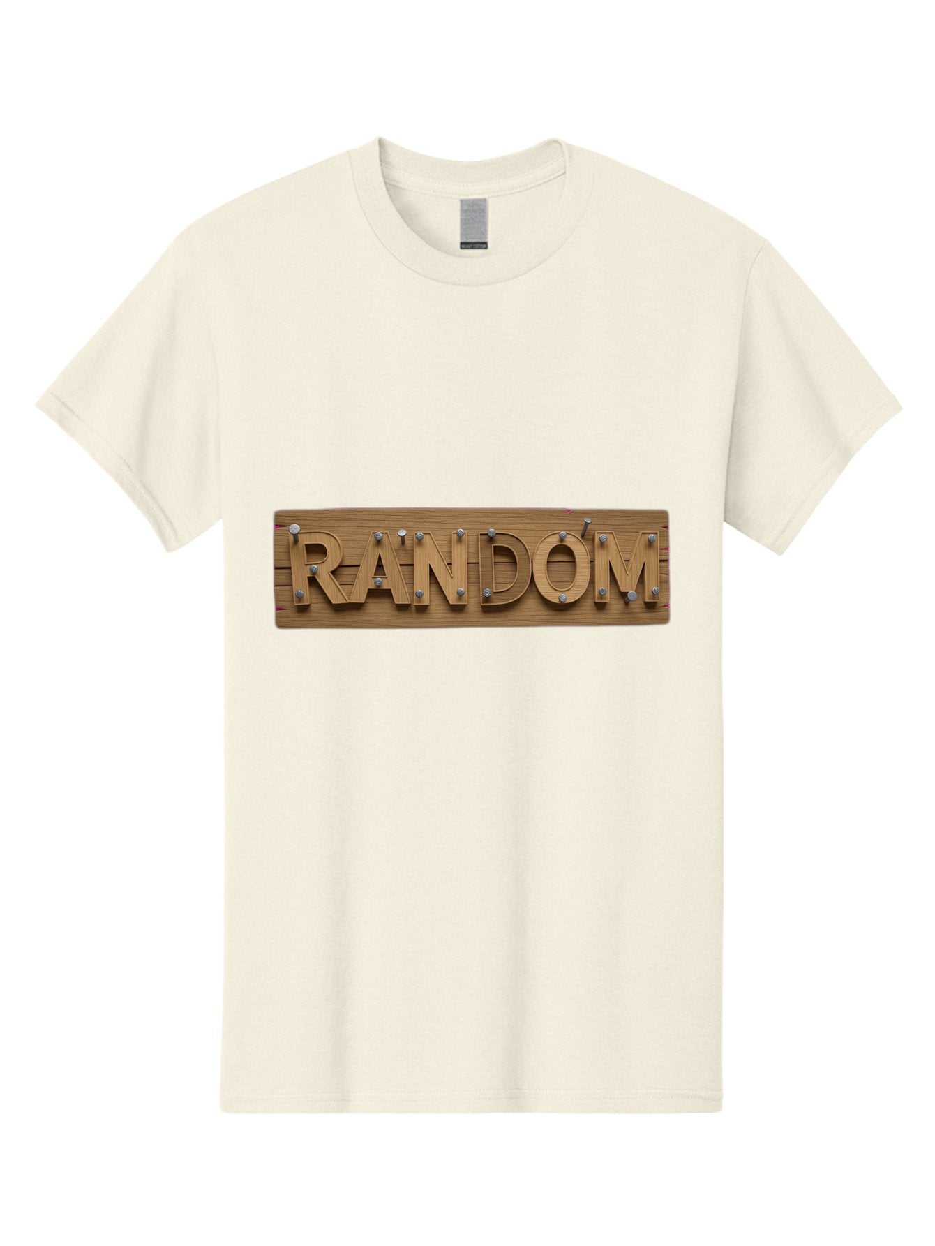 Random Men'S Graphic Tee, 100% Cotton, Comfortable Casual Summer Wear, Machine Washable, Wooden Sign, 3D Text, Random Word, Abstract Concept, Creative Design, Modern Art, Unusual Typography, Wooden Texture, Metal Bolts Bad470 14