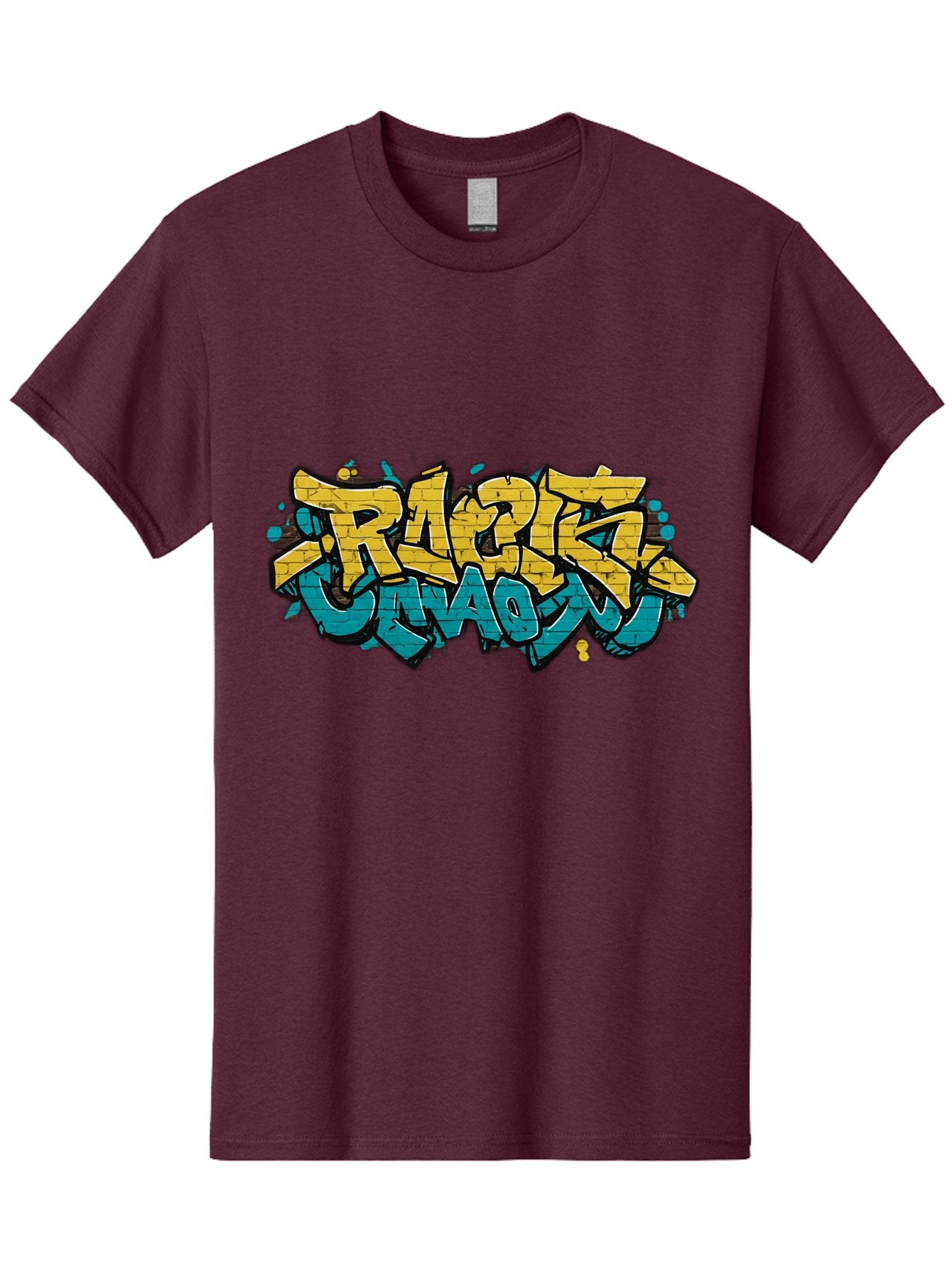 Raptz-Clan Men'S Graphic Tee, 100% Cotton, Comfortable Casual Summer Wear, Machine Washable, Street Art, Graffiti Style, Bold Typography, Vibrant Colors, Razk Unadon, Urban Art, Stylized Font, Cool Graphics, Artistic Expression Bad471 7