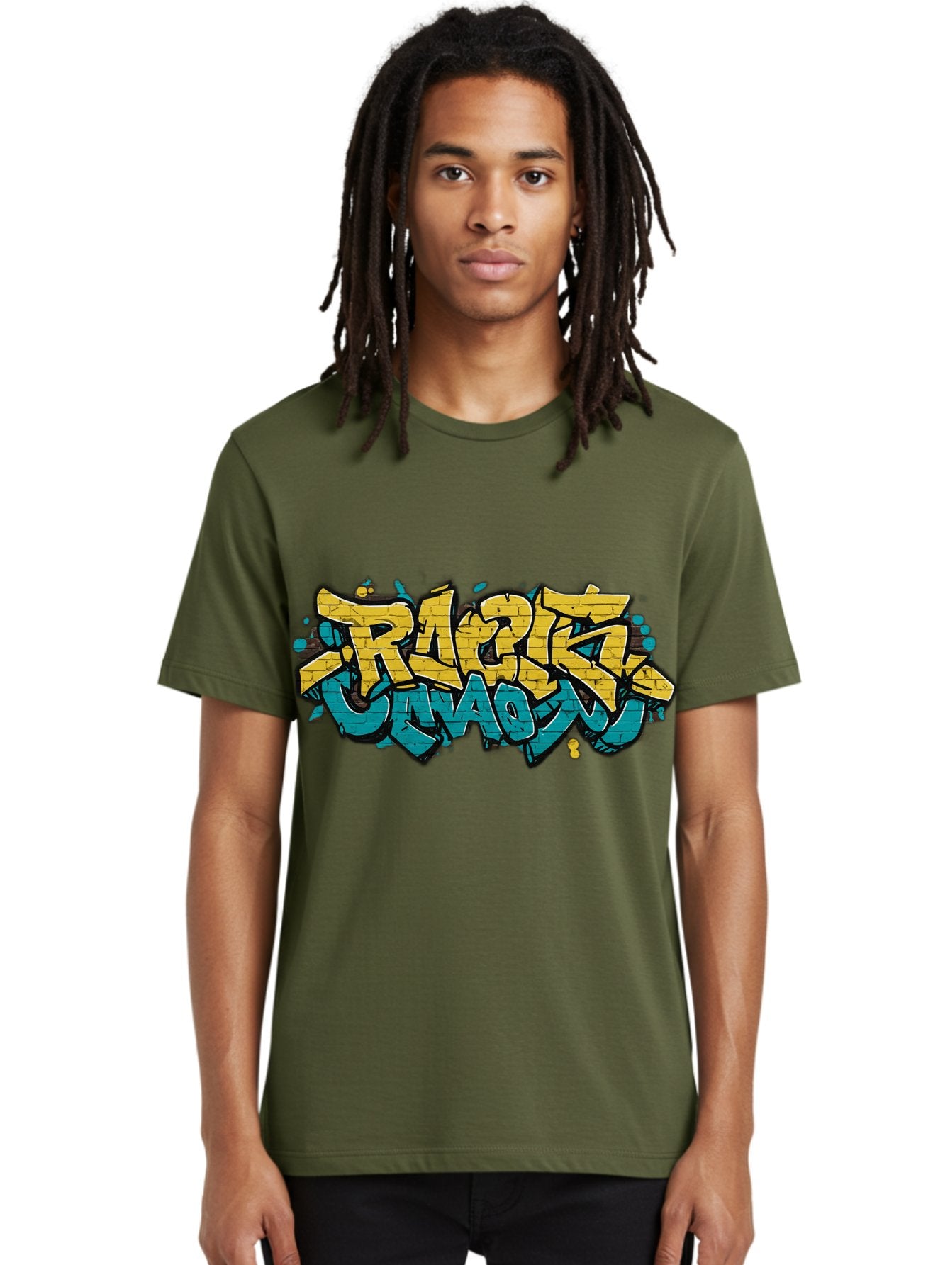 Raptz-Clan Men'S Graphic Tee, 100% Cotton, Comfortable Casual Summer Wear, Machine Washable, Street Art, Graffiti Style, Bold Typography, Vibrant Colors, Razk Unadon, Urban Art, Stylized Font, Cool Graphics, Artistic Expression Bad471 18