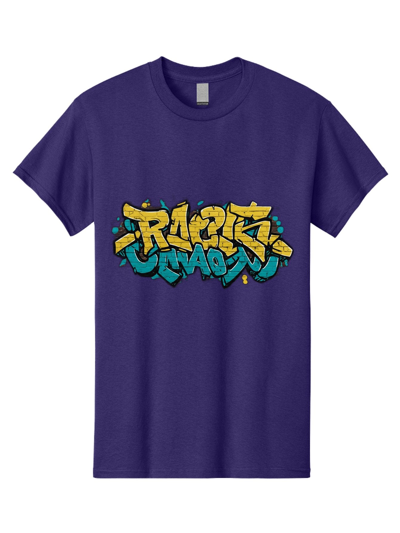 Raptz-Clan Men'S Graphic Tee, 100% Cotton, Comfortable Casual Summer Wear, Machine Washable, Street Art, Graffiti Style, Bold Typography, Vibrant Colors, Razk Unadon, Urban Art, Stylized Font, Cool Graphics, Artistic Expression Bad471 5