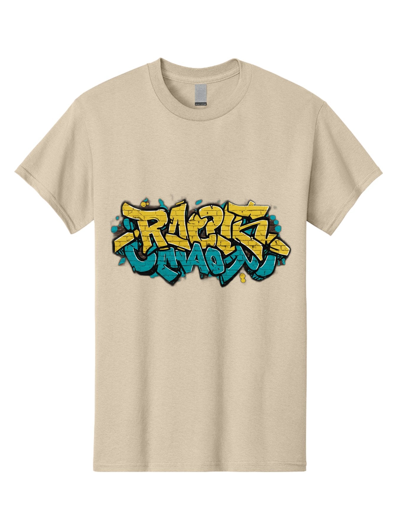 Raptz-Clan Men'S Graphic Tee, 100% Cotton, Comfortable Casual Summer Wear, Machine Washable, Street Art, Graffiti Style, Bold Typography, Vibrant Colors, Razk Unadon, Urban Art, Stylized Font, Cool Graphics, Artistic Expression Bad471 9