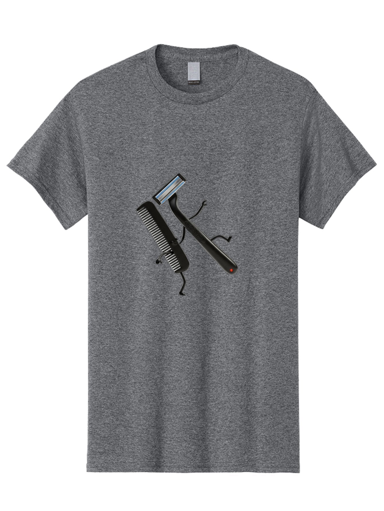 Razor-And-Comb Men'S Graphic Tee, 100% Cotton, Comfortable Casual Summer Wear, Machine Washable, Razor And Comb, Grooming Tools, Shaving Accessories, Personal Care, Beauty Products, Male Grooming, Razor Blade, Hair Comb Bad473 6