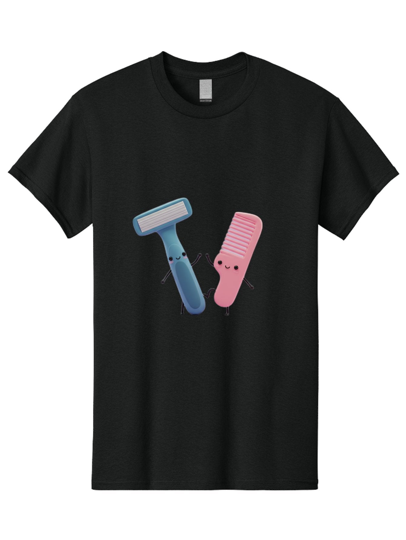 Razor-Duo Men'S Graphic Tee, 100% Cotton, Comfortable Casual Summer Wear, Machine Washable, Cartoon Razors, Pink And Blue Razors, Razor Characters, Shaving, Personal Care, Hygiene Products, Grooming, Razor Blades Bad477 5