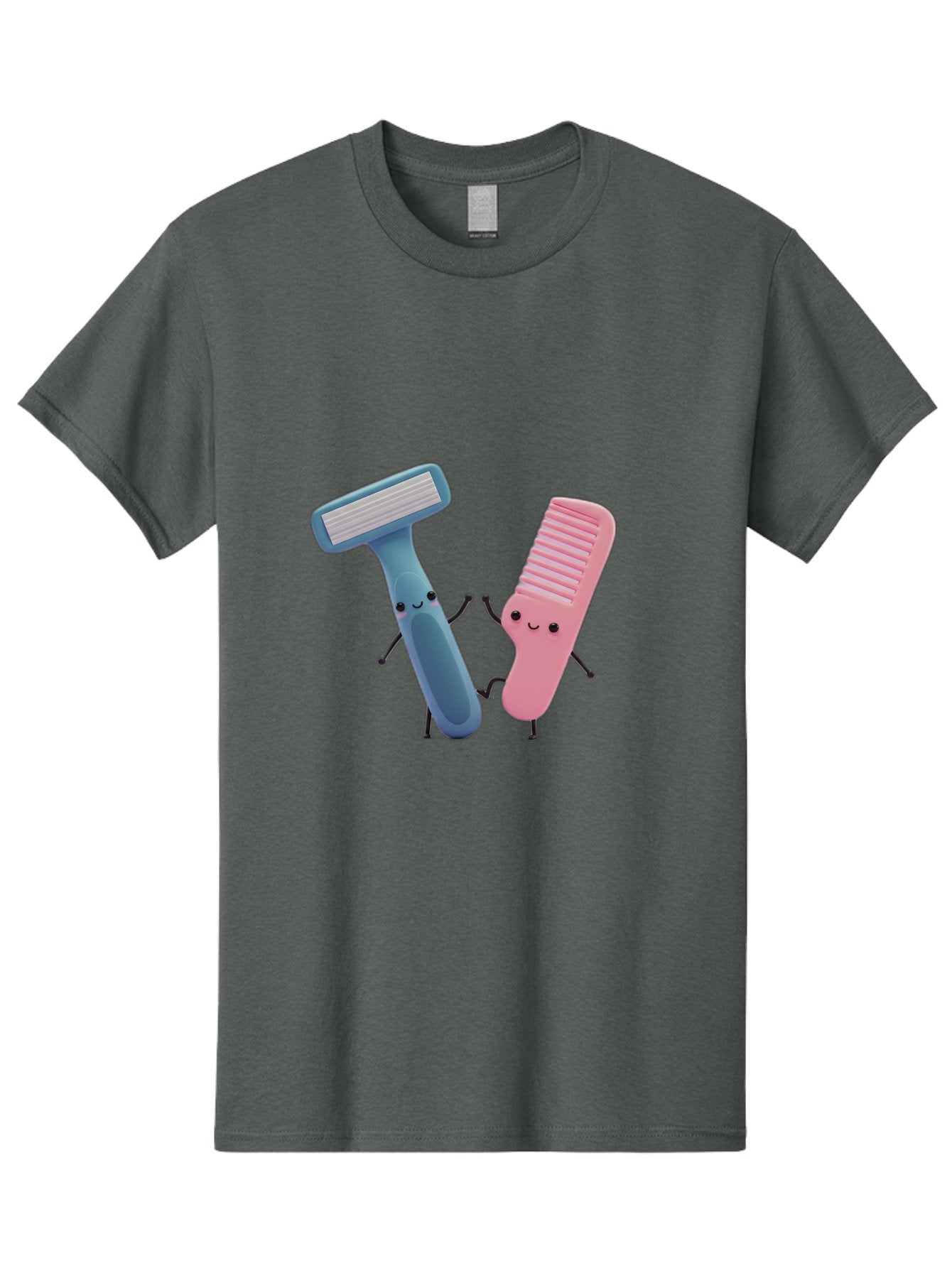 Razor-Duo Men'S Graphic Tee, 100% Cotton, Comfortable Casual Summer Wear, Machine Washable, Cartoon Razors, Pink And Blue Razors, Razor Characters, Shaving, Personal Care, Hygiene Products, Grooming, Razor Blades Bad477 7