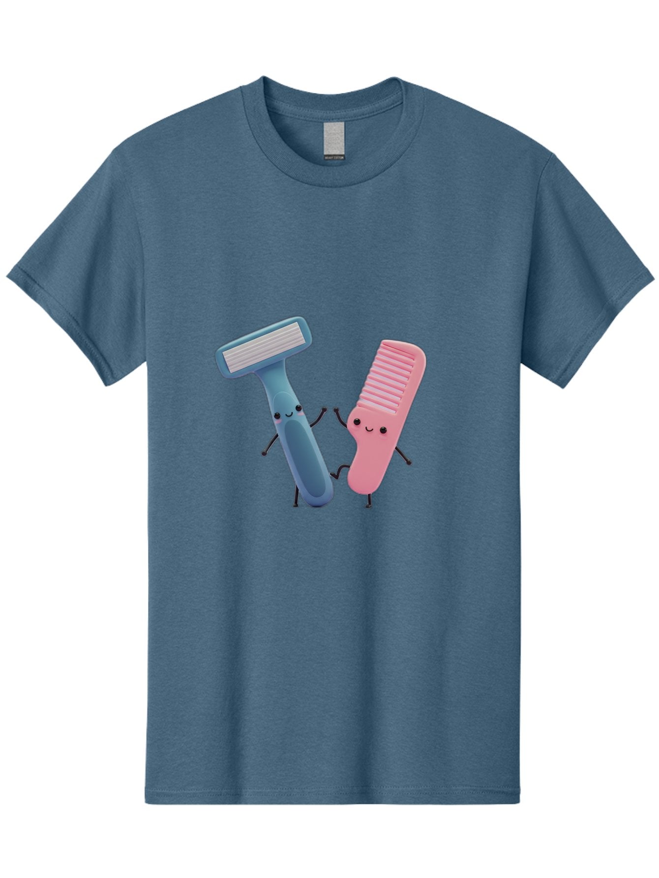 Razor-Duo Men'S Graphic Tee, 100% Cotton, Comfortable Casual Summer Wear, Machine Washable, Cartoon Razors, Pink And Blue Razors, Razor Characters, Shaving, Personal Care, Hygiene Products, Grooming, Razor Blades Bad477 13
