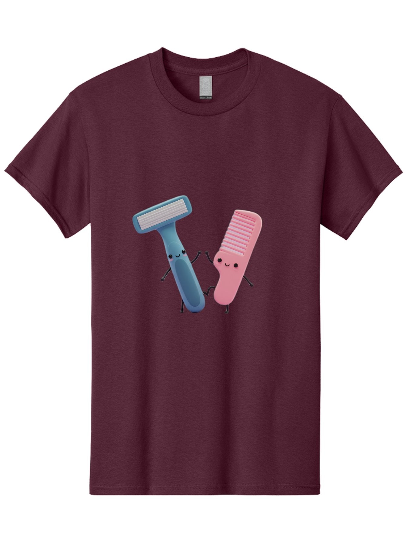 Razor-Duo Men'S Graphic Tee, 100% Cotton, Comfortable Casual Summer Wear, Machine Washable, Cartoon Razors, Pink And Blue Razors, Razor Characters, Shaving, Personal Care, Hygiene Products, Grooming, Razor Blades Bad477 11