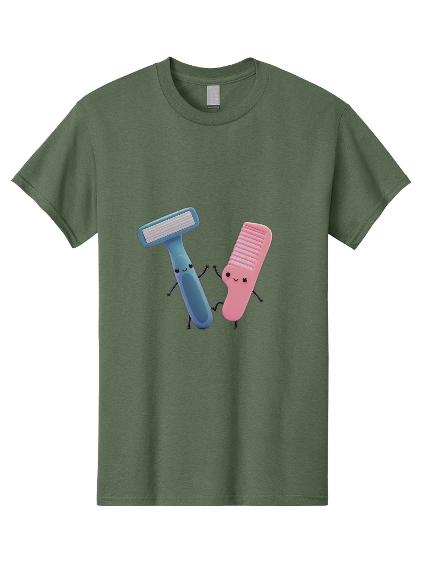 Razor-Duo Men'S Graphic Tee, 100% Cotton, Comfortable Casual Summer Wear, Machine Washable, Cartoon Razors, Pink And Blue Razors, Razor Characters, Shaving, Personal Care, Hygiene Products, Grooming, Razor Blades Bad477 14