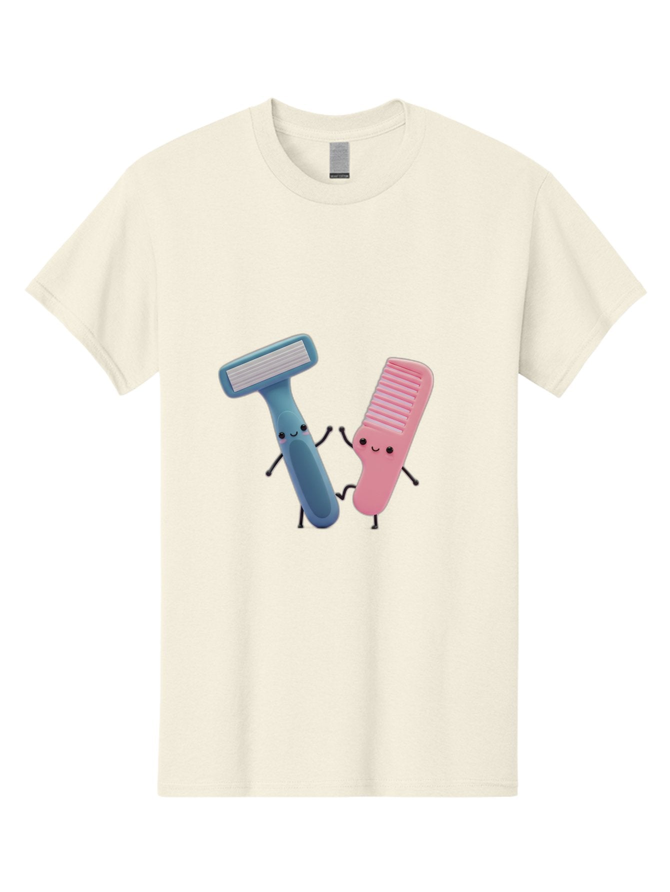 Razor-Duo Men'S Graphic Tee, 100% Cotton, Comfortable Casual Summer Wear, Machine Washable, Cartoon Razors, Pink And Blue Razors, Razor Characters, Shaving, Personal Care, Hygiene Products, Grooming, Razor Blades Bad477 9