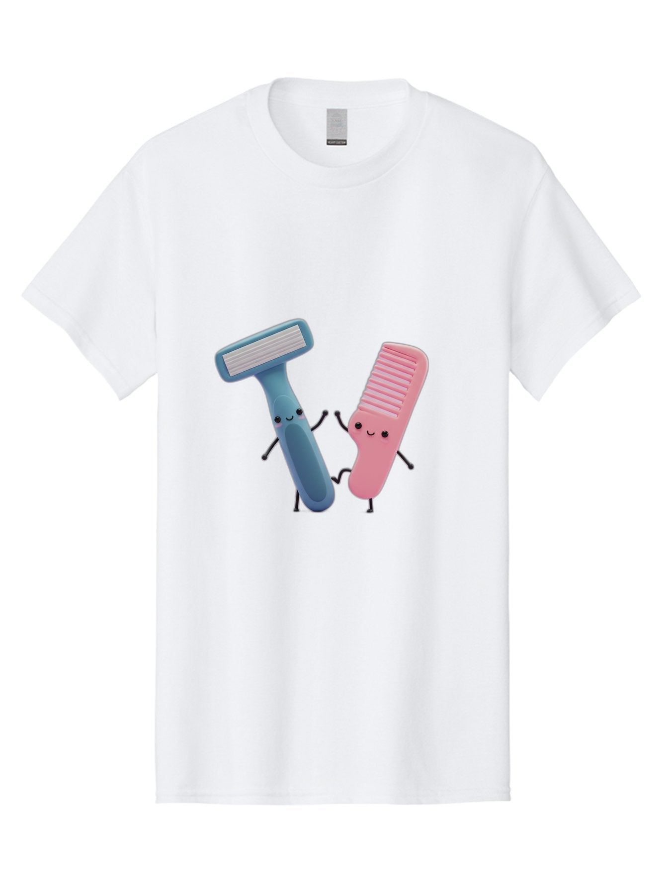 Razor-Duo Men'S Graphic Tee, 100% Cotton, Comfortable Casual Summer Wear, Machine Washable, Cartoon Razors, Pink And Blue Razors, Razor Characters, Shaving, Personal Care, Hygiene Products, Grooming, Razor Blades Bad477 3