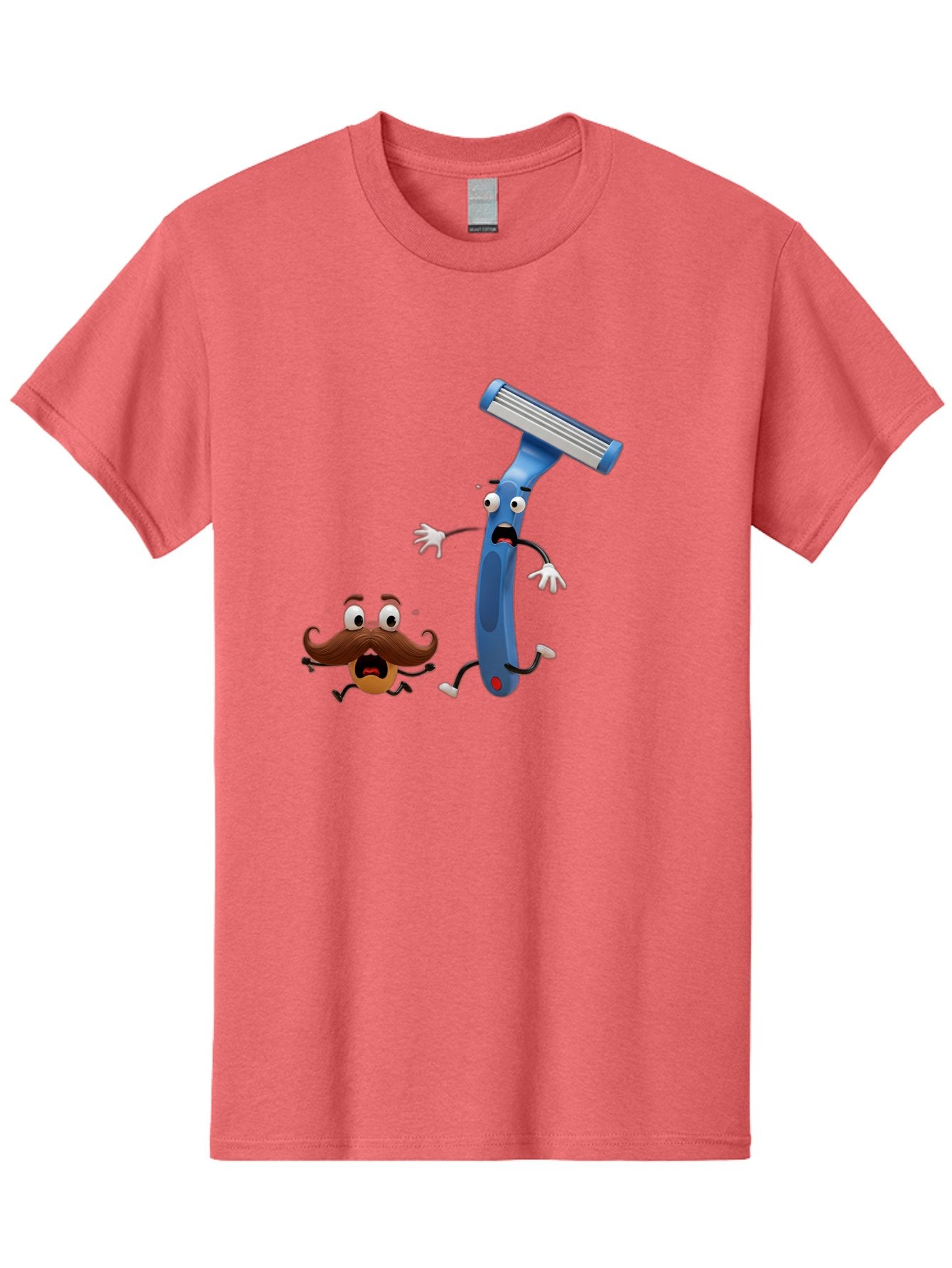 Razor-Vs-Mustache Men'S Graphic Tee, 100% Cotton, Comfortable Casual Summer Wear, Machine Washable, Safety Razor, Cartoon Character, Razor Blade, Mustache, Shaving, Humorous Illustration, Comedic Image, Razor Handle, Cartoon Mustache, Bad479 9