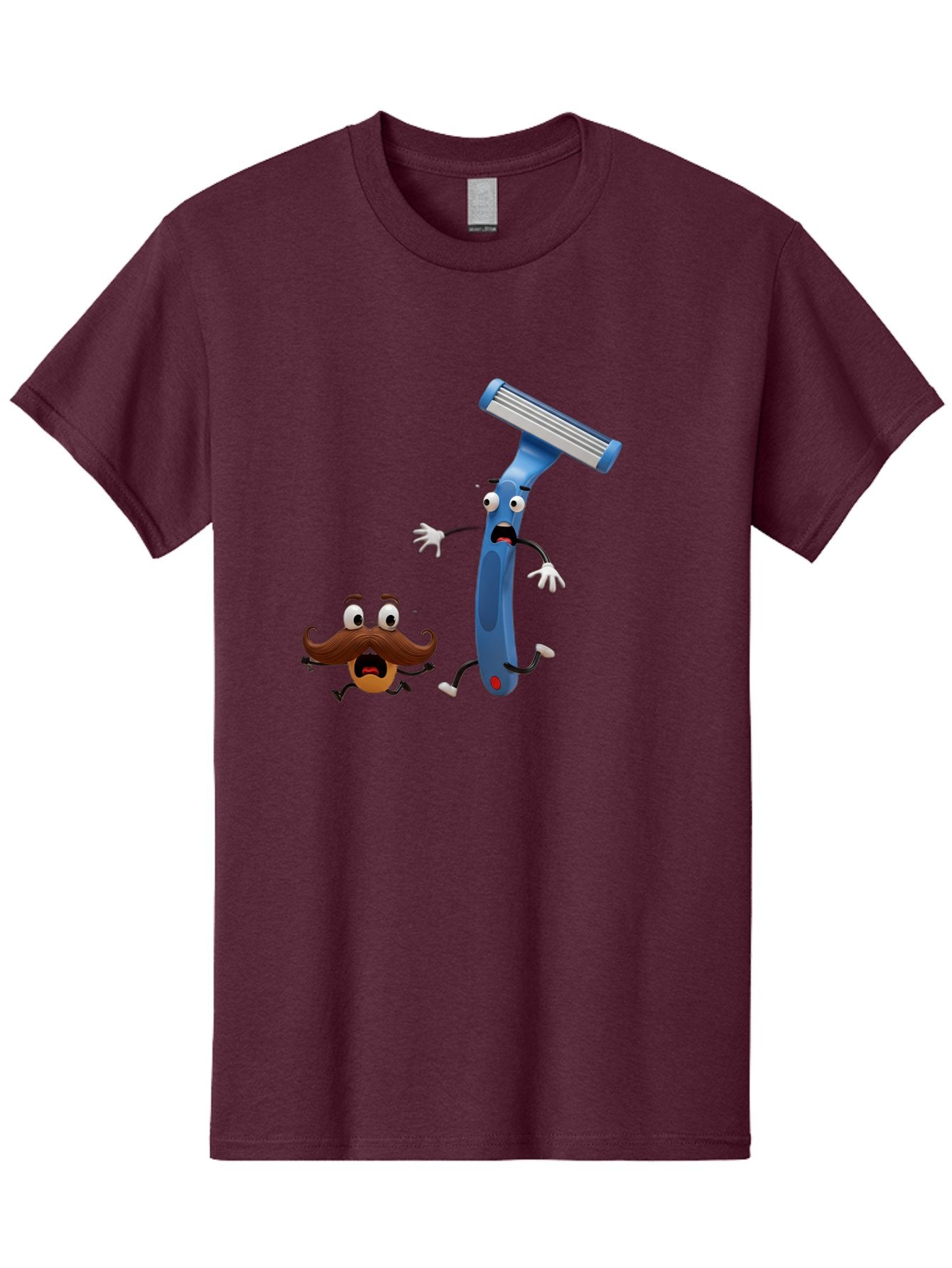 Razor-Vs-Mustache Men'S Graphic Tee, 100% Cotton, Comfortable Casual Summer Wear, Machine Washable, Safety Razor, Cartoon Character, Razor Blade, Mustache, Shaving, Humorous Illustration, Comedic Image, Razor Handle, Cartoon Mustache, Bad479 4