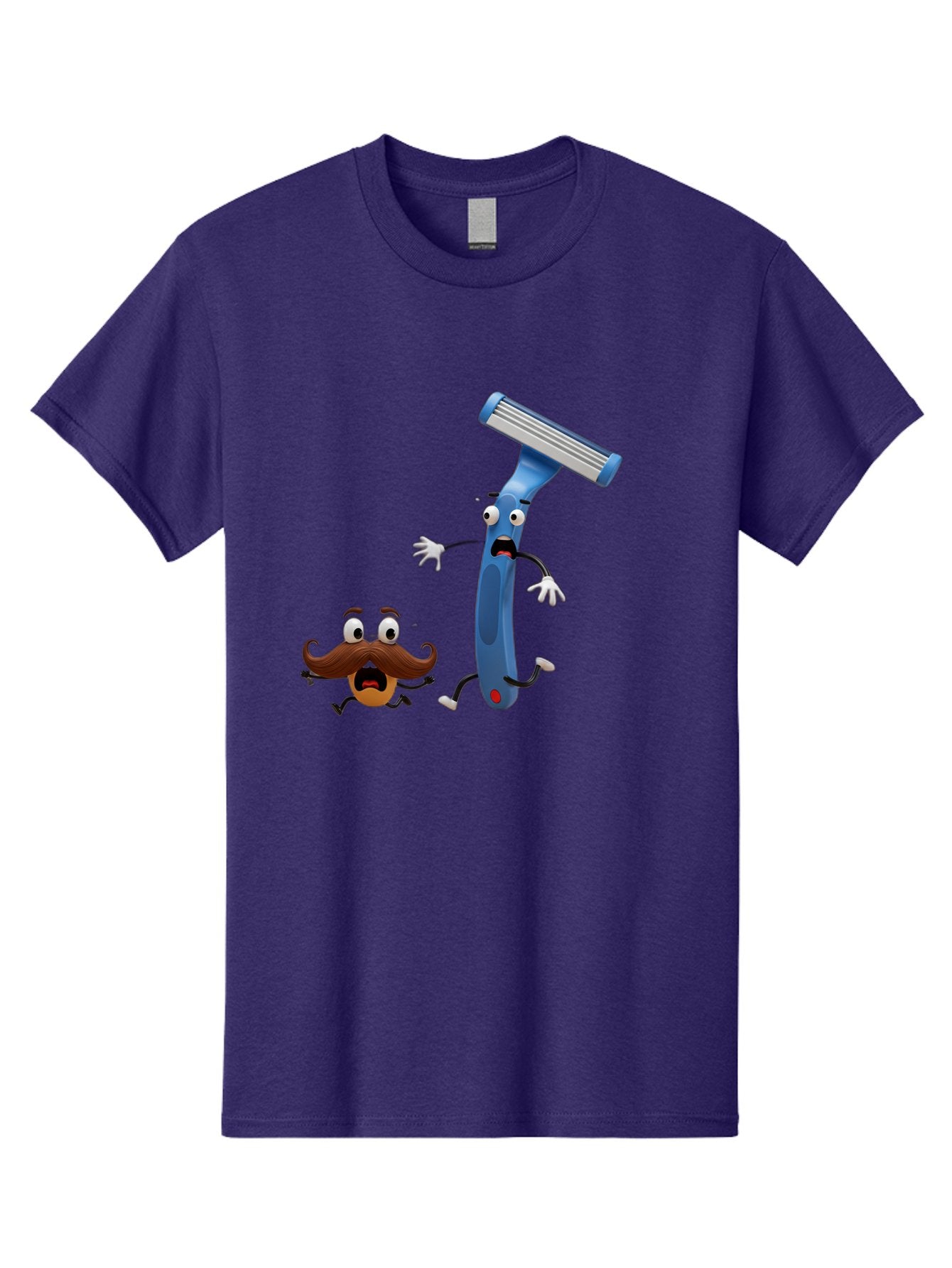 Razor-Vs-Mustache Men'S Graphic Tee, 100% Cotton, Comfortable Casual Summer Wear, Machine Washable, Safety Razor, Cartoon Character, Razor Blade, Mustache, Shaving, Humorous Illustration, Comedic Image, Razor Handle, Cartoon Mustache, Bad479 10