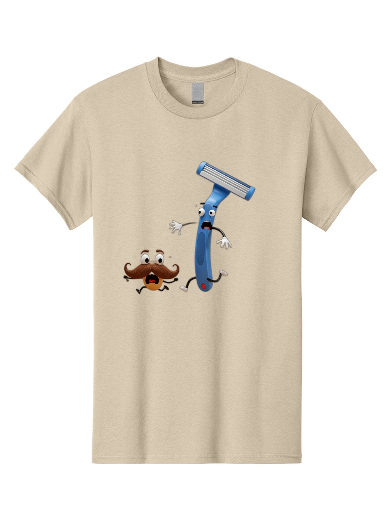 Razor-Vs-Mustache Men'S Graphic Tee, 100% Cotton, Comfortable Casual Summer Wear, Machine Washable, Safety Razor, Cartoon Character, Razor Blade, Mustache, Shaving, Humorous Illustration, Comedic Image, Razor Handle, Cartoon Mustache, Bad479 12