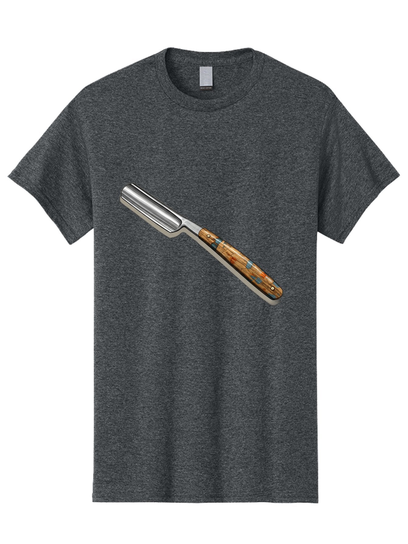 Razor Men'S Graphic Tee, 100% Cotton, Comfortable Casual Summer Wear, Machine Washable, Vintage Straight Razor, Sharp Blade, Wooden Handle, Traditional Shaving, Classic Grooming Tool, Men'S Grooming, Barber Shop Essentials, Close Shave Bad480 8