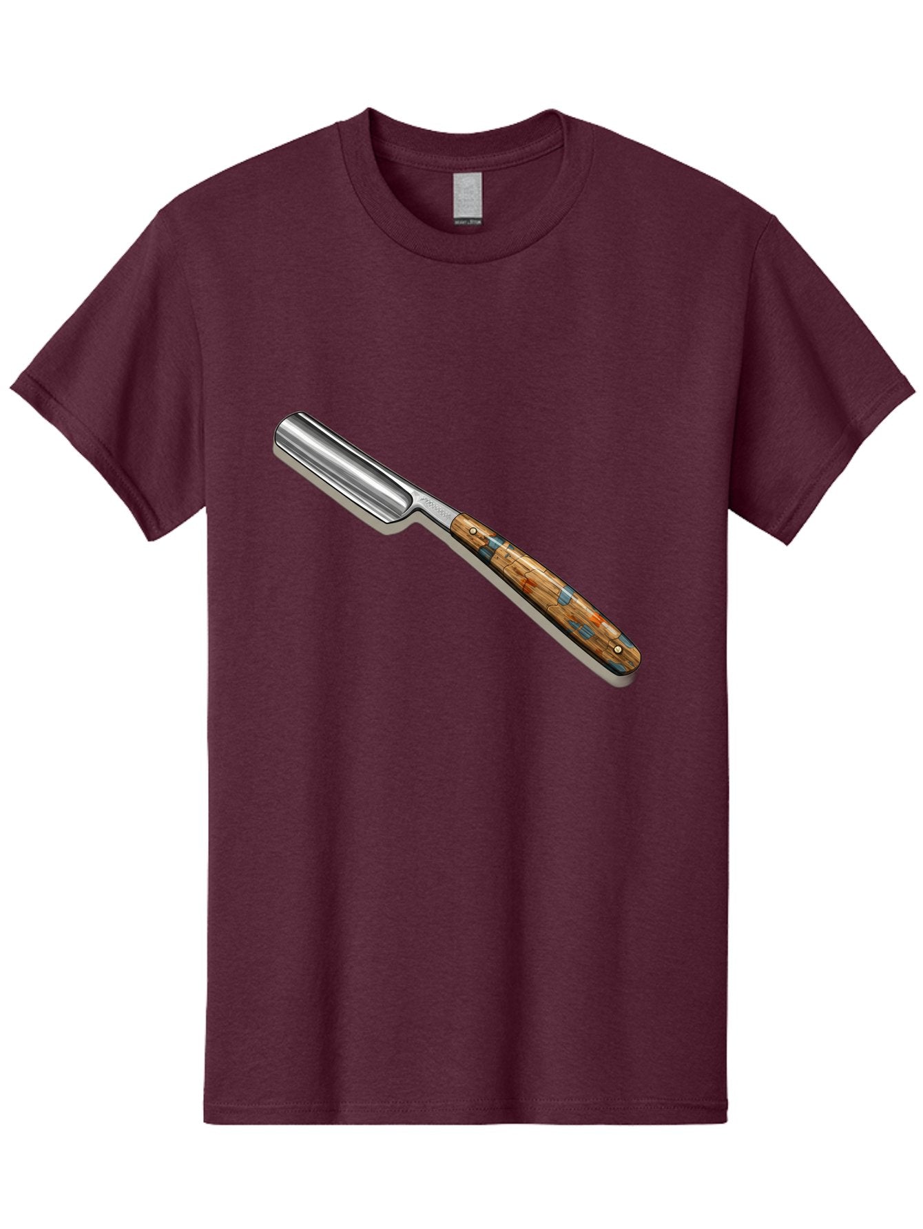 Razor Men'S Graphic Tee, 100% Cotton, Comfortable Casual Summer Wear, Machine Washable, Vintage Straight Razor, Sharp Blade, Wooden Handle, Traditional Shaving, Classic Grooming Tool, Men'S Grooming, Barber Shop Essentials, Close Shave Bad480 14