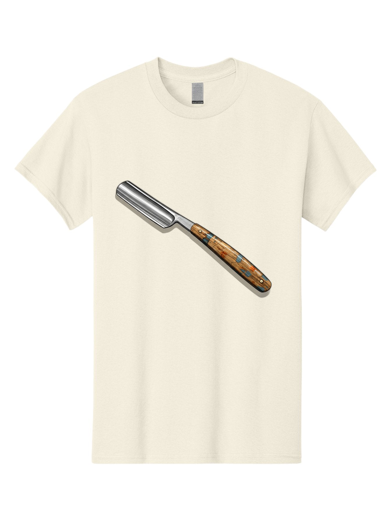 Razor Men'S Graphic Tee, 100% Cotton, Comfortable Casual Summer Wear, Machine Washable, Vintage Straight Razor, Sharp Blade, Wooden Handle, Traditional Shaving, Classic Grooming Tool, Men'S Grooming, Barber Shop Essentials, Close Shave Bad480 13