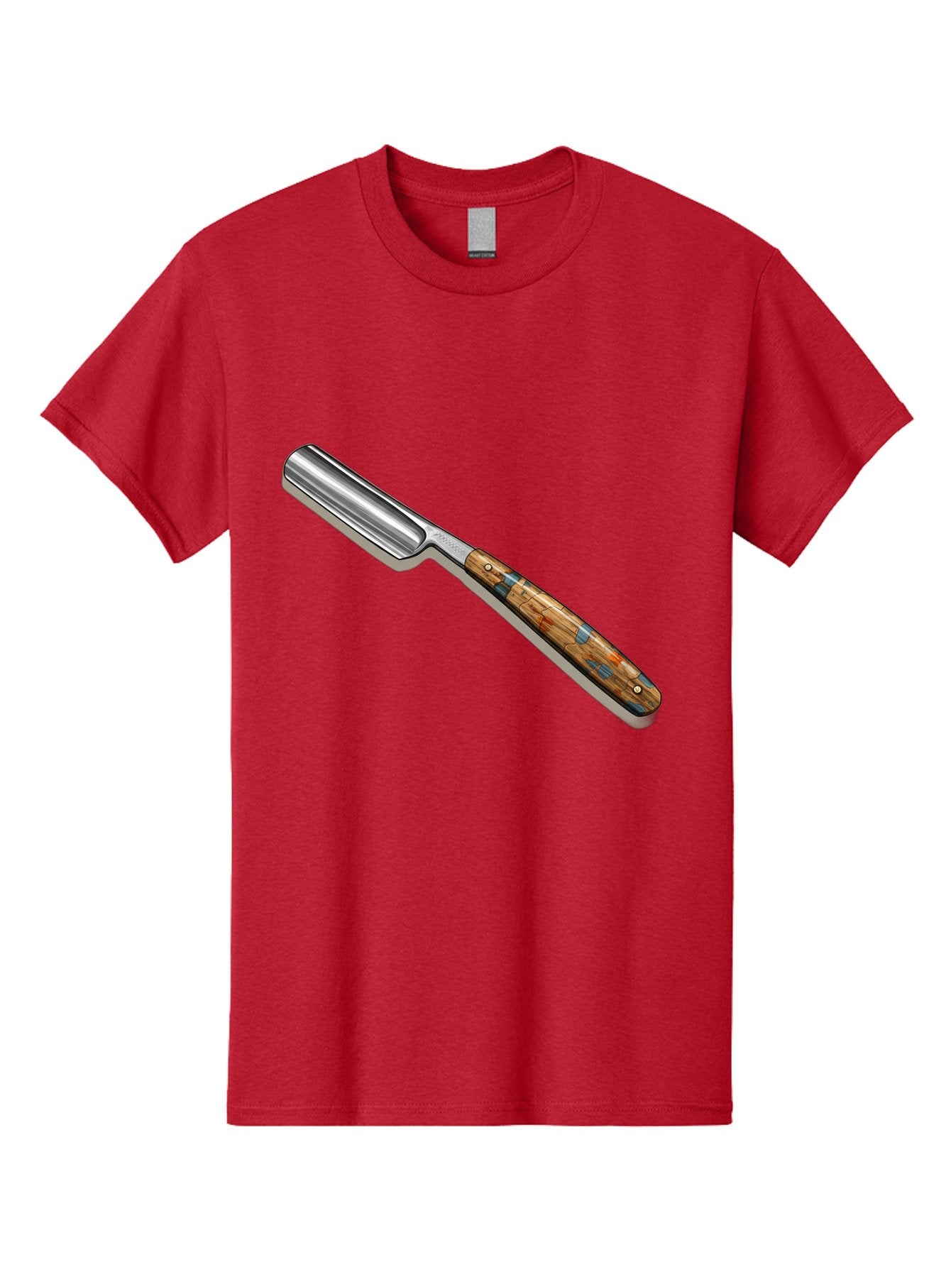 Razor Men'S Graphic Tee, 100% Cotton, Comfortable Casual Summer Wear, Machine Washable, Vintage Straight Razor, Sharp Blade, Wooden Handle, Traditional Shaving, Classic Grooming Tool, Men'S Grooming, Barber Shop Essentials, Close Shave Bad480 11