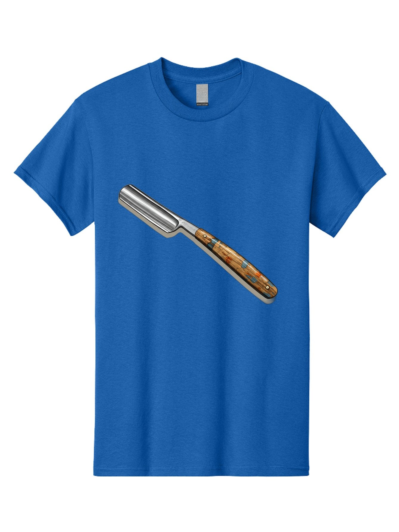 Razor Men'S Graphic Tee, 100% Cotton, Comfortable Casual Summer Wear, Machine Washable, Vintage Straight Razor, Sharp Blade, Wooden Handle, Traditional Shaving, Classic Grooming Tool, Men'S Grooming, Barber Shop Essentials, Close Shave Bad480 3